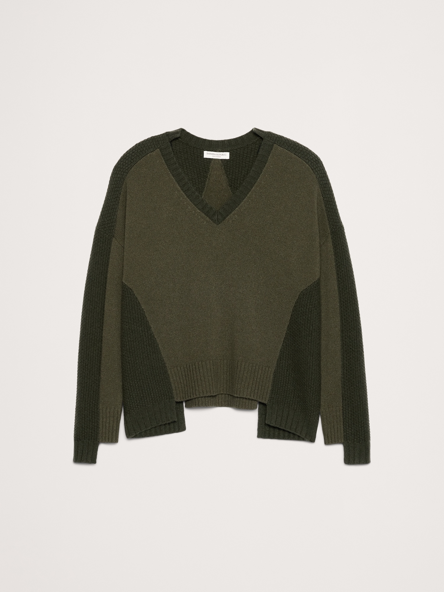 Image number 5 showing, Oversized Cashmere Mixed-Stitch V-Neck Sweater