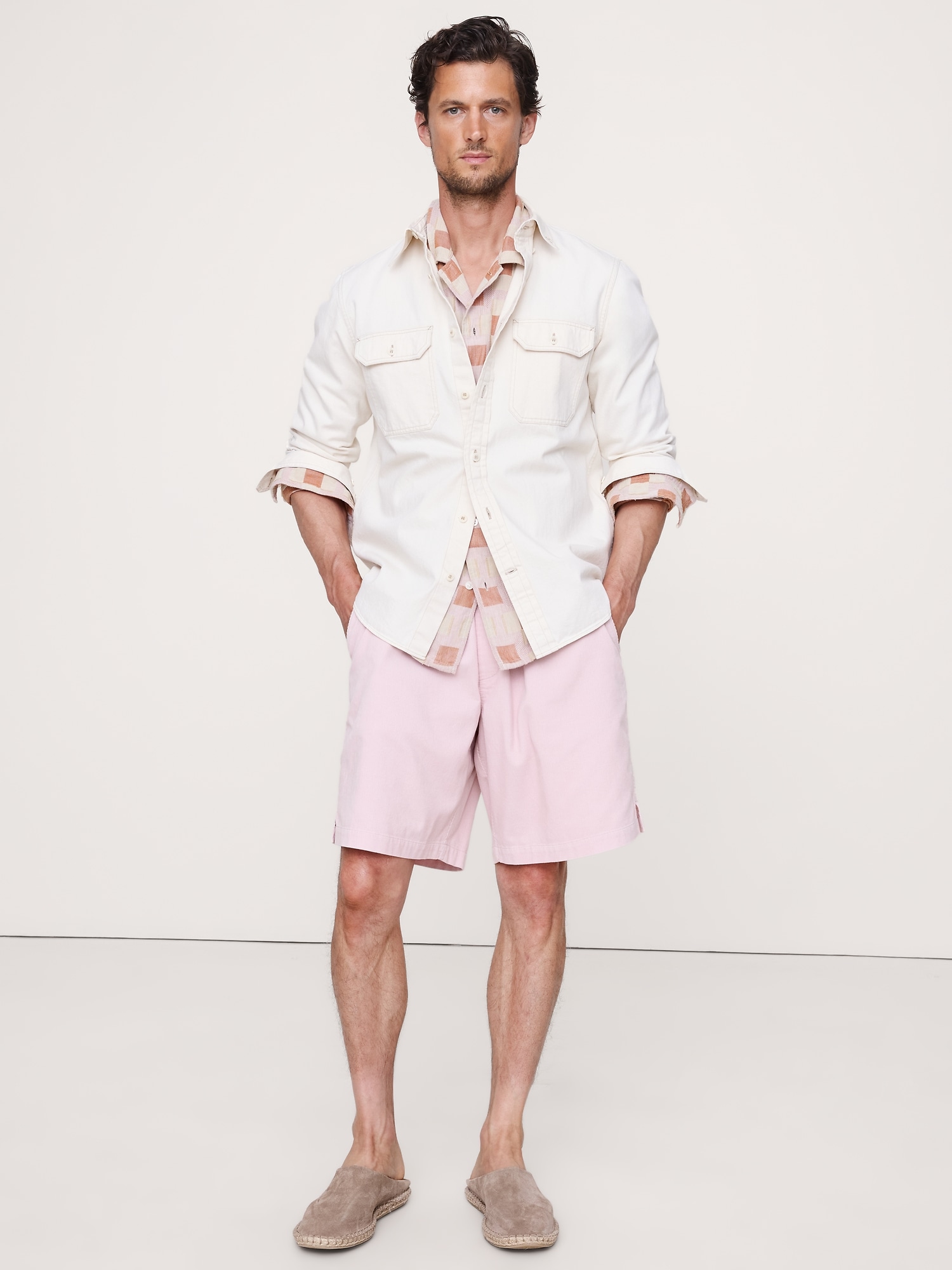 9.5" LOOSE CORDUROY PULL-ON SHORT - Dusty Rose Pink