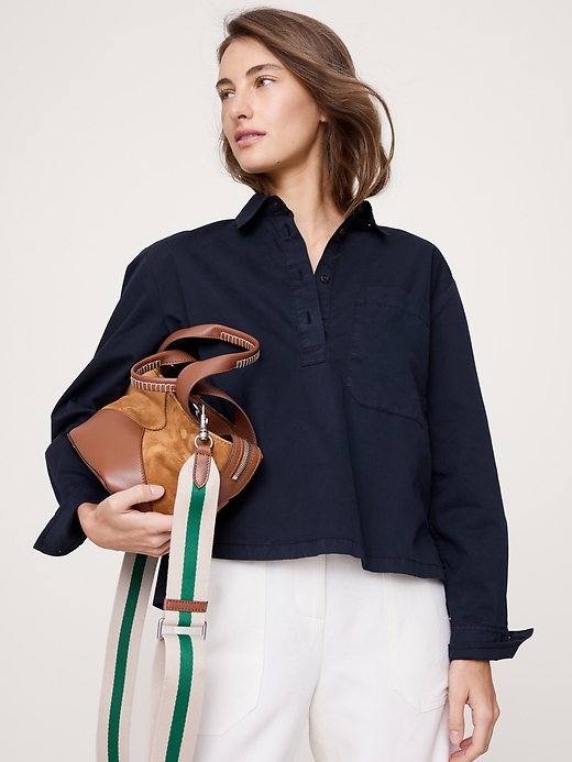 Cotton Poplin Belted Tunic Shirt