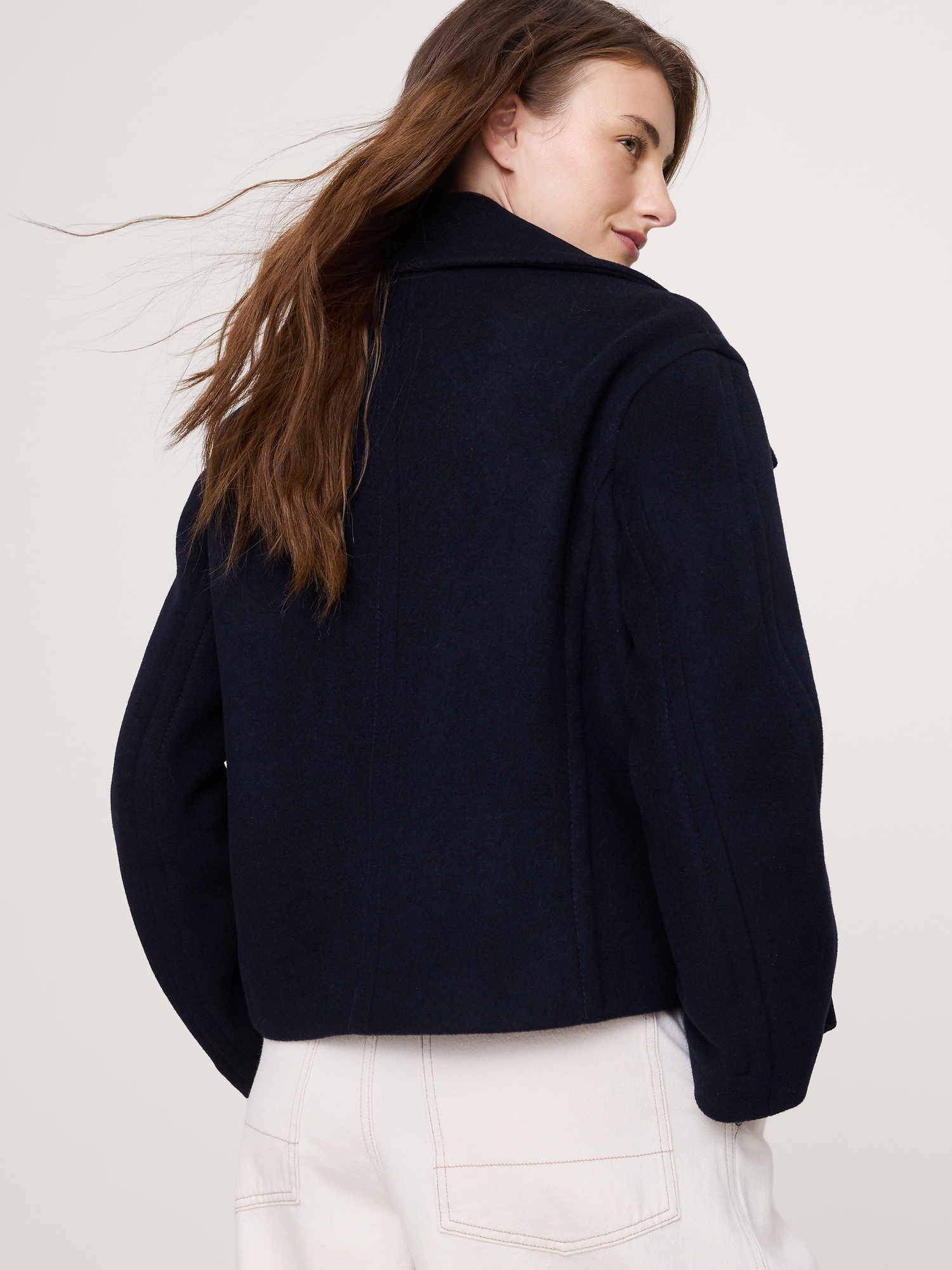 Image number 2 showing, Italian Melton Wool-Blend Peacoat