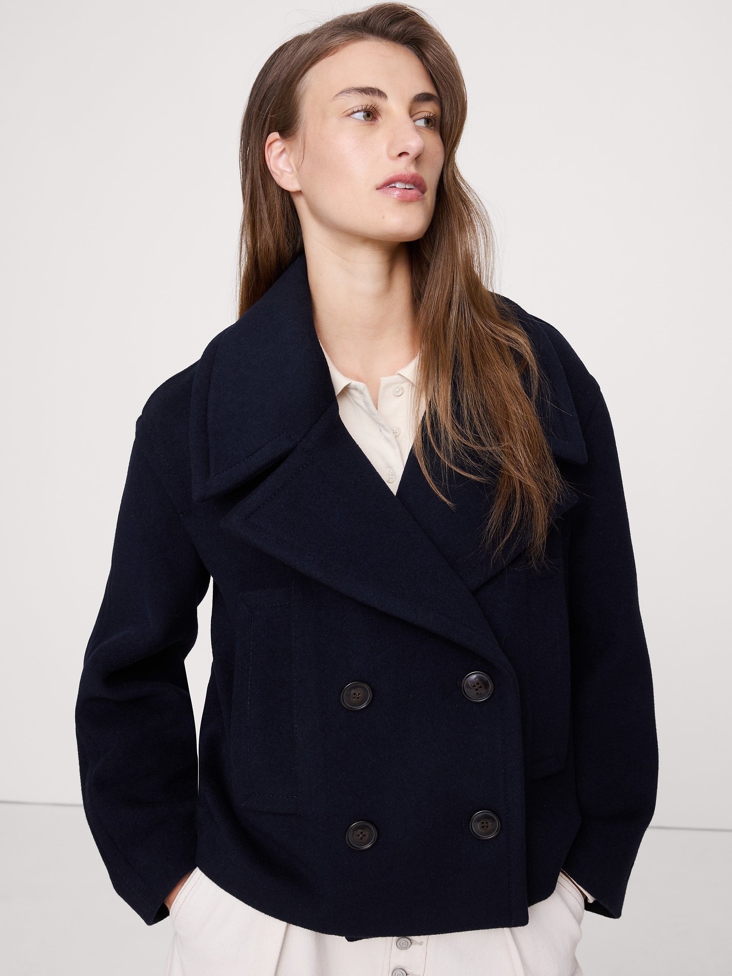 Image number 3 showing, Italian Melton Wool-Blend Peacoat