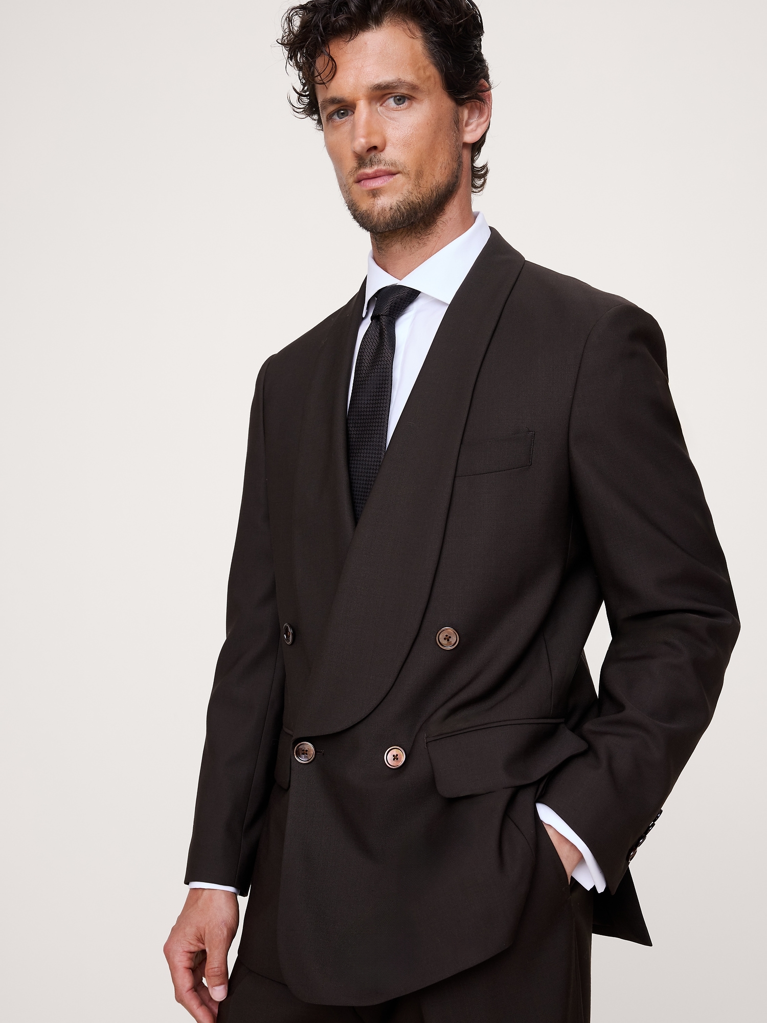 Relaxed Italian Barathea Tuxedo Jacket