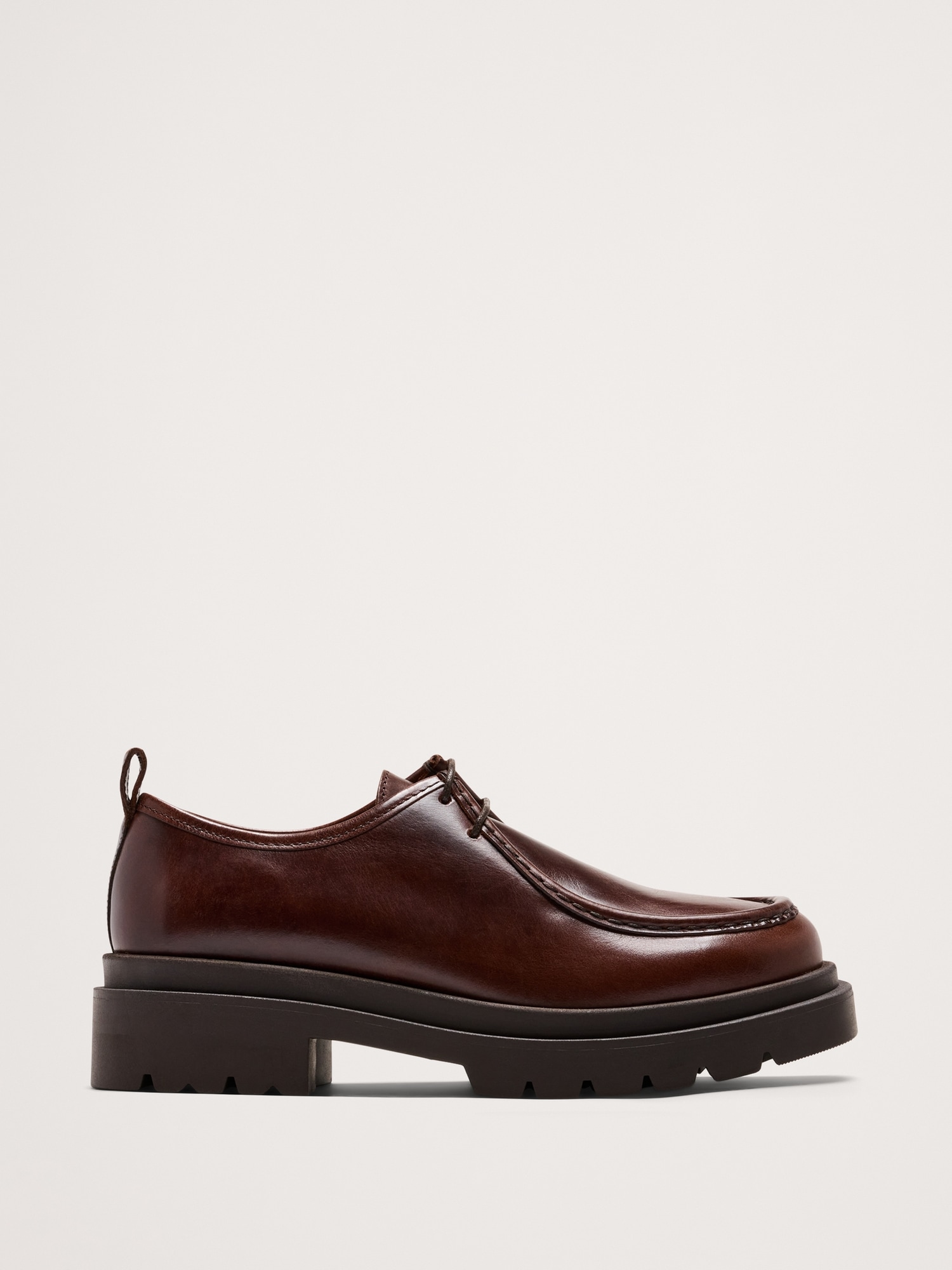 Italian Leather Derby Shoes - Dark Brown Leather
