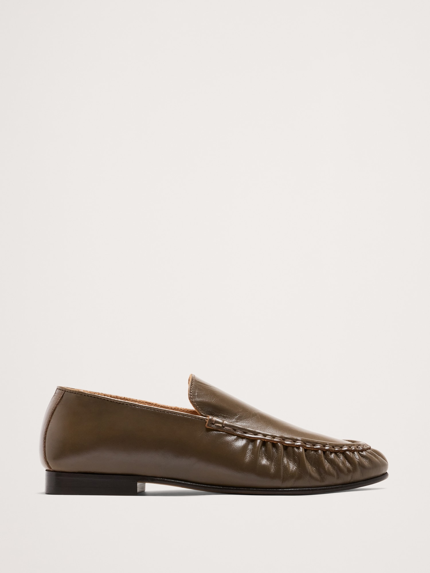 Image number 1 showing, LEATHER MOC-TOE LOAFER