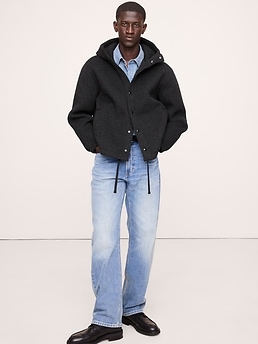 Ribbed Wool-Blend Scuba Stadium Jacket | Banana Republic