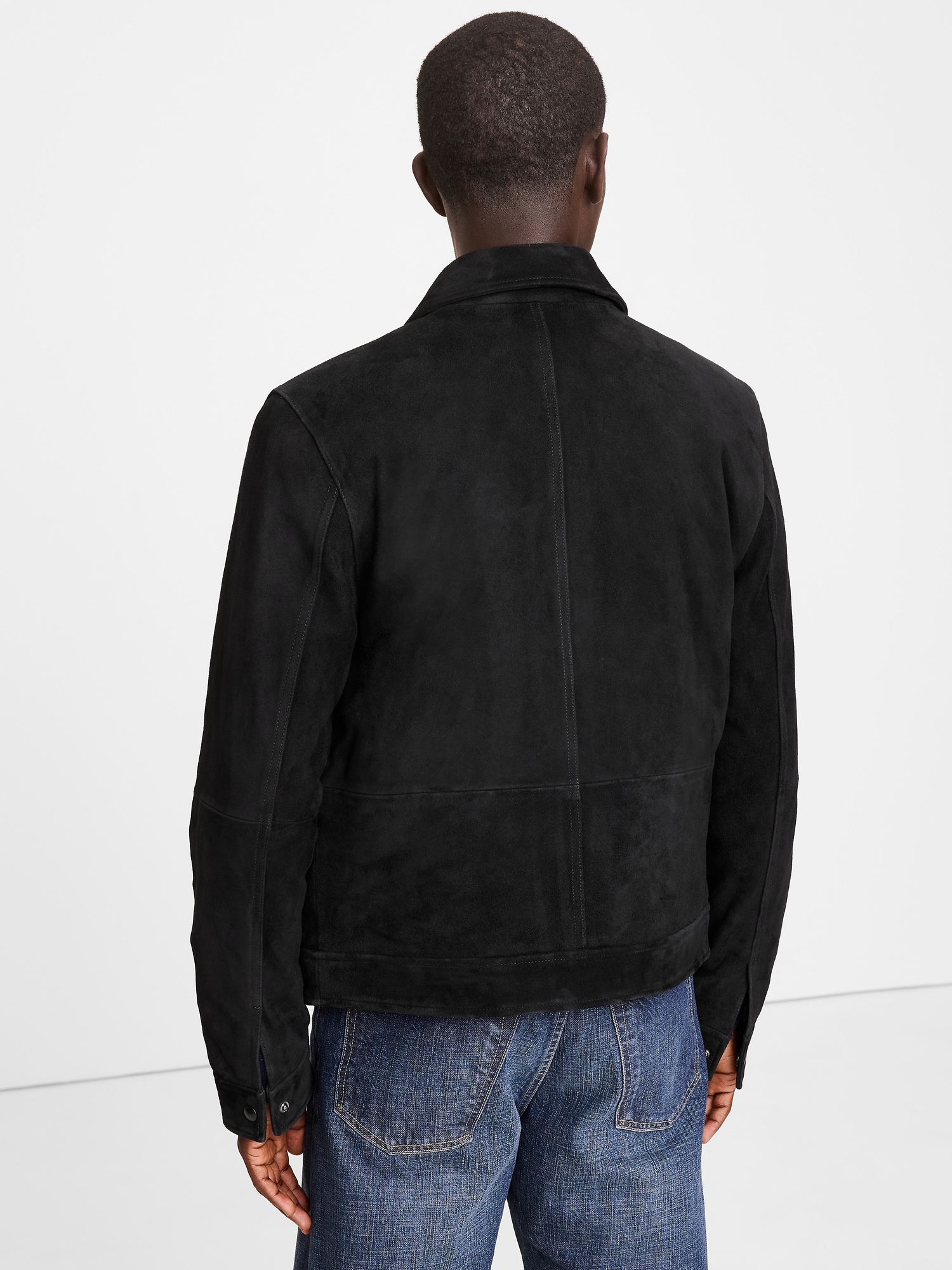 Мужская куртка Banana Republic Suede Trucker, цвет: Чёрный — фото 2