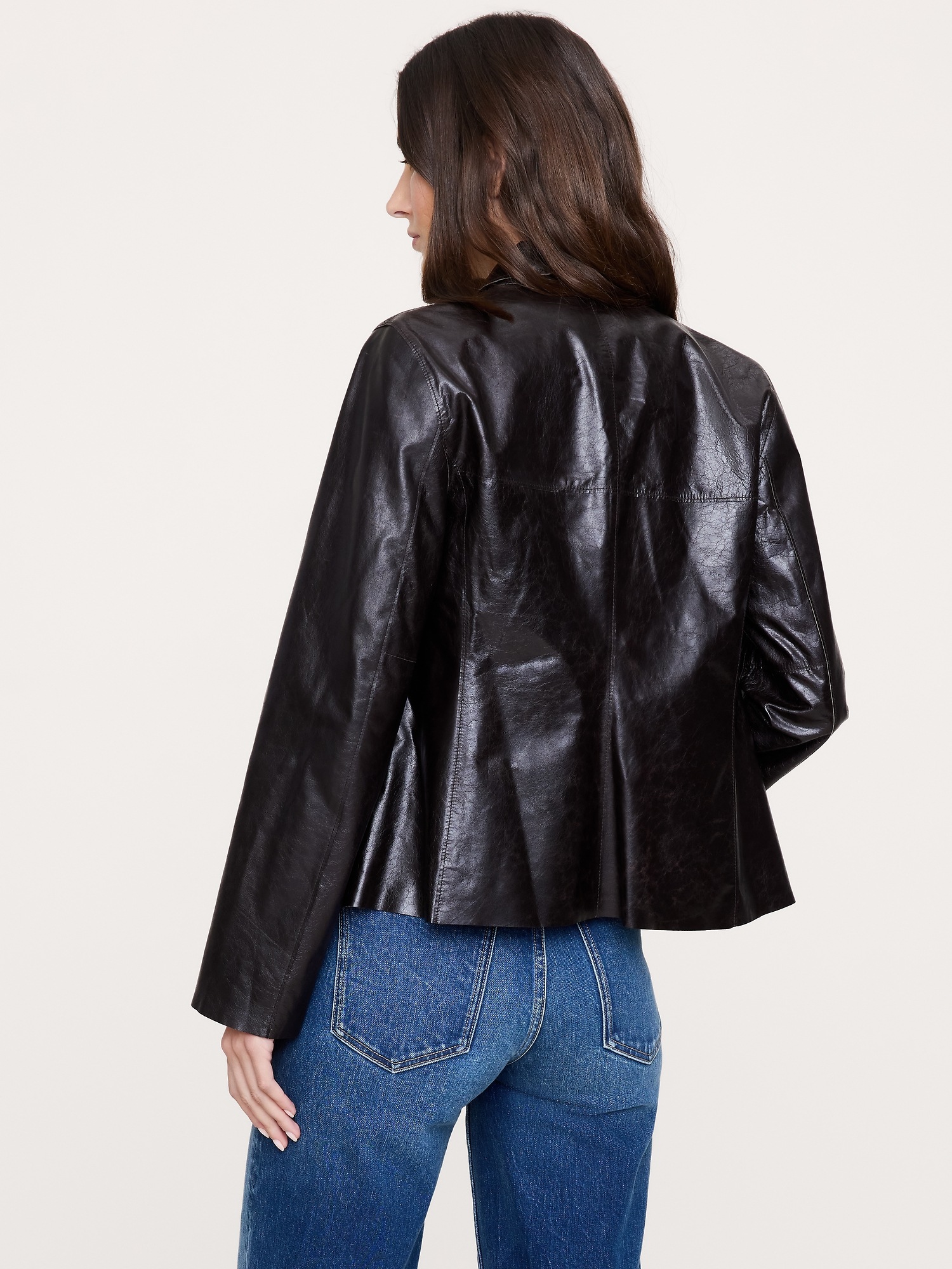 Женский пиджак Banana Republic 90S Leather Blazer, цвет: Тёмно-коричневый коричневый — фото 2