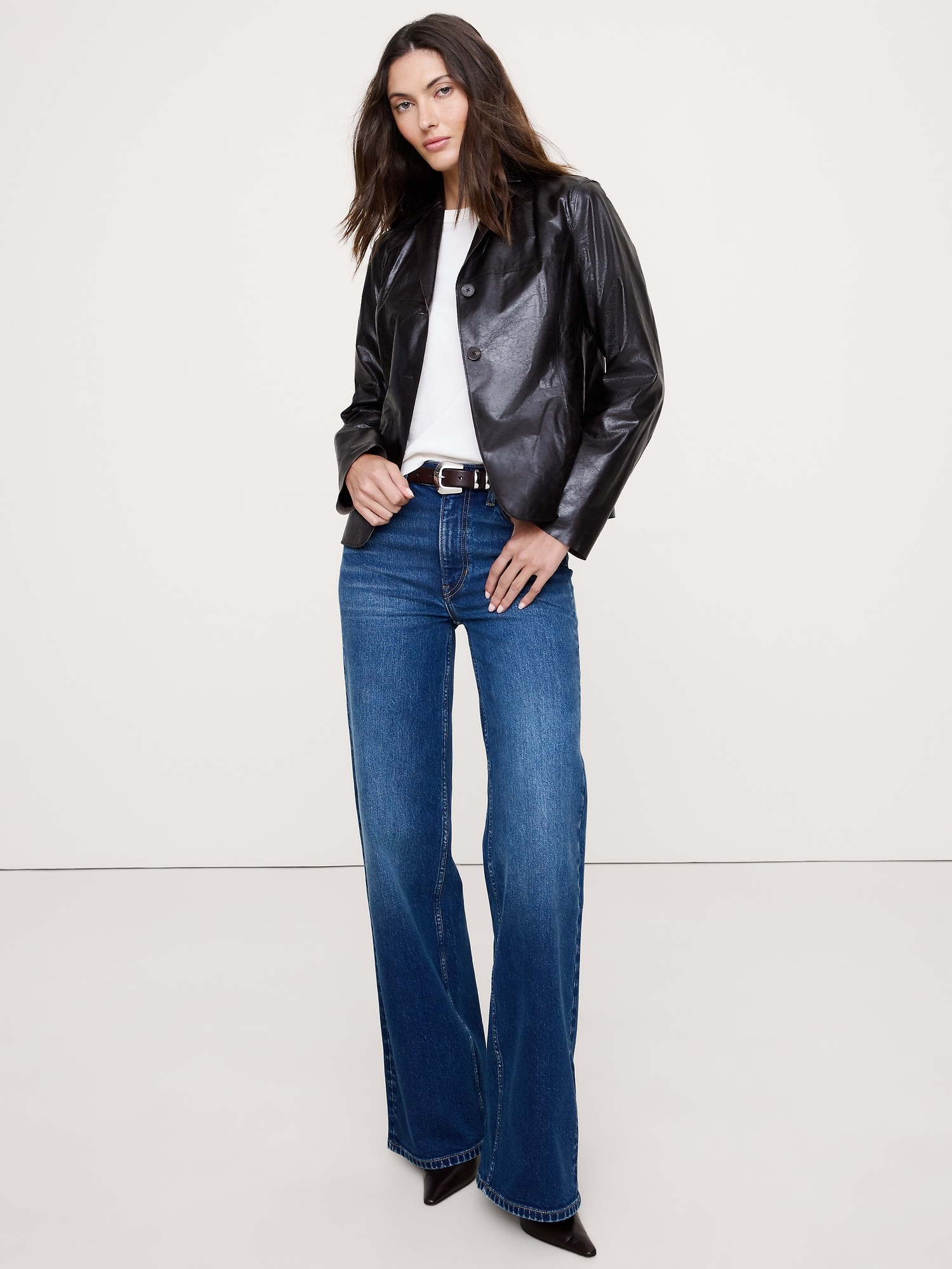 Женский пиджак Banana Republic 90S Leather Blazer, цвет: Тёмно-коричневый коричневый — фото 3