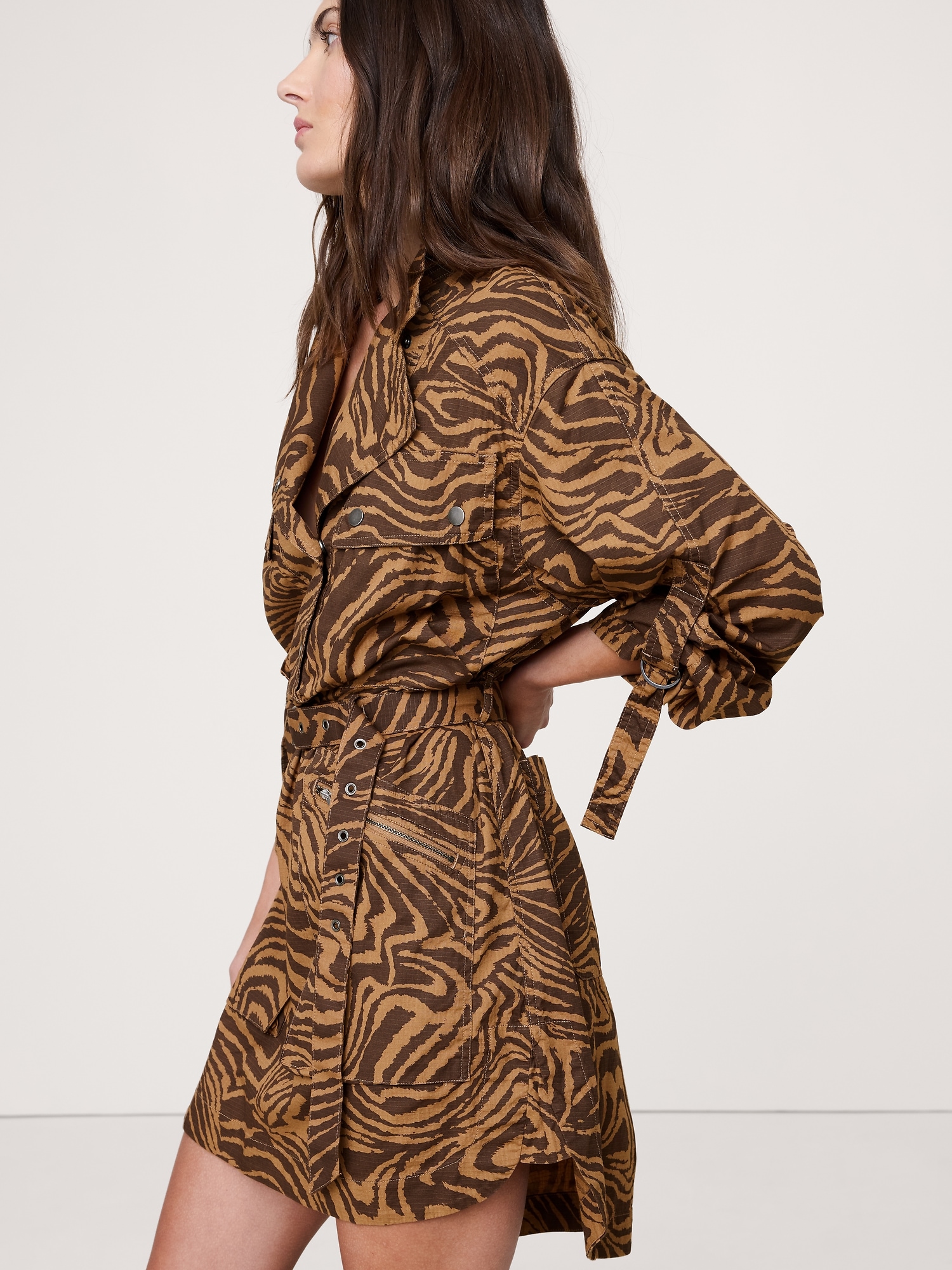 Image number 4 showing, Stretch-Cotton Utility Mini Dress