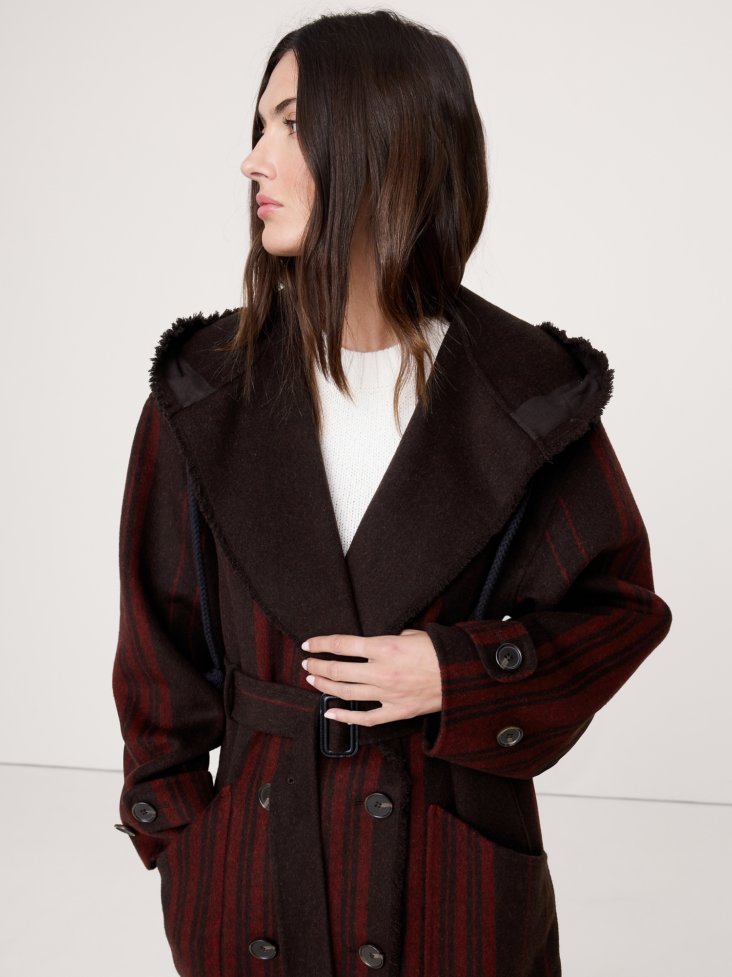 Image number 4 showing, Double-Faced Wool-Blend Parka Coat