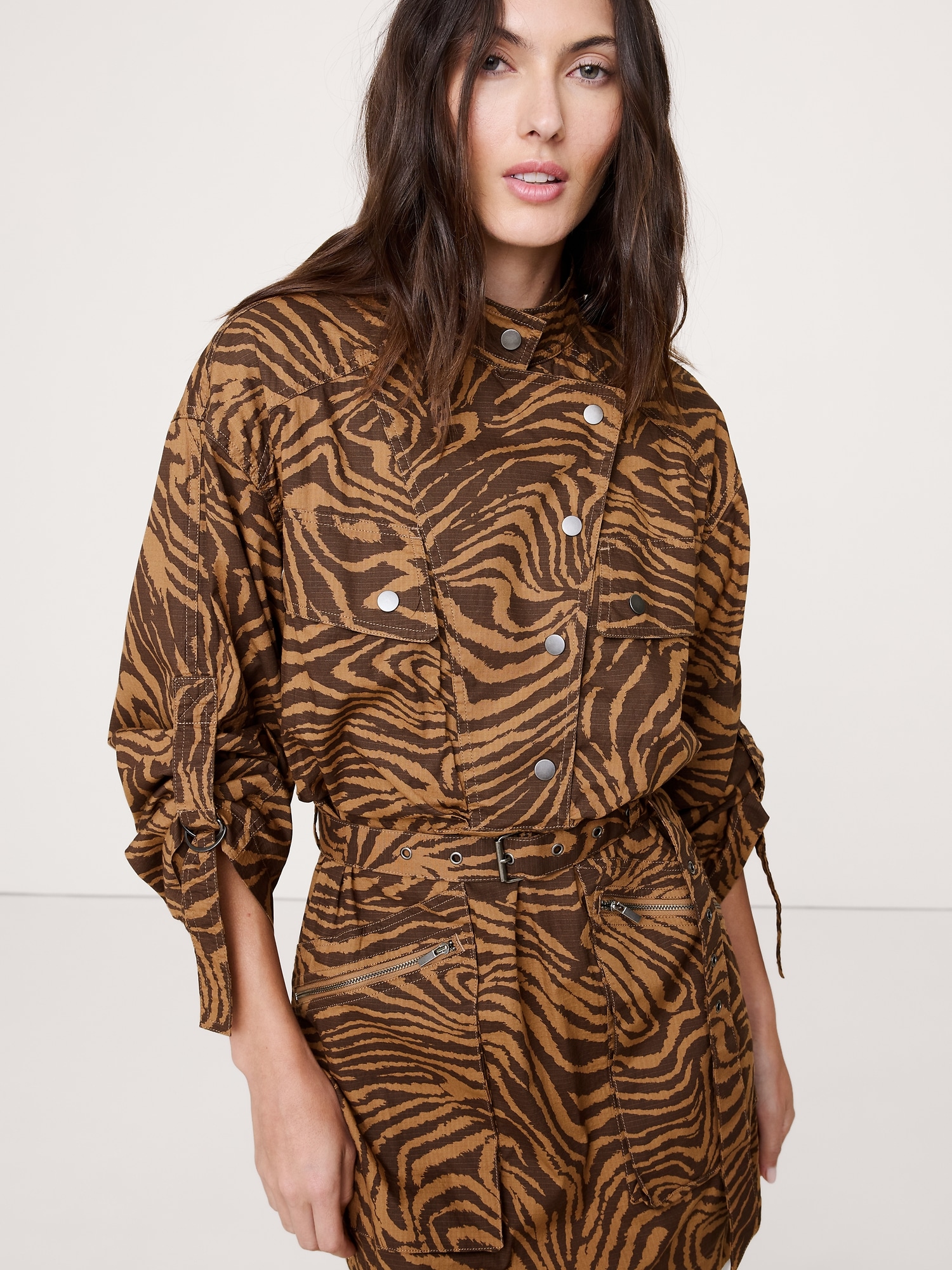 Image number 6 showing, Stretch-Cotton Utility Mini Dress