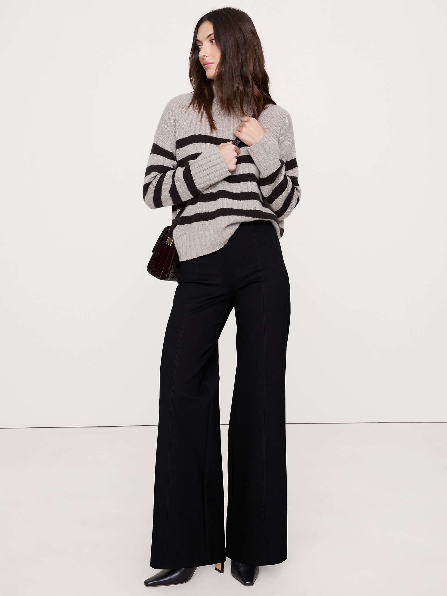 Image number 1 showing, WIDE-LEG EVERYWHERE PONTE PULL-ON PANT