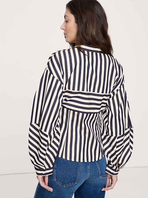 Cotton Poplin Balloon-Sleeve Shirt