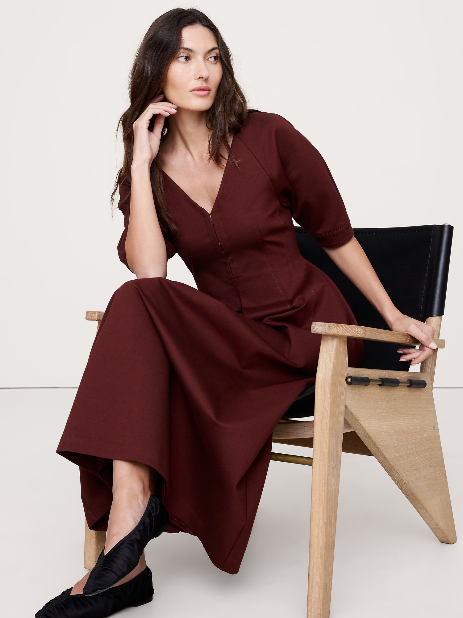 Image number 4 showing, Ponte Puff-Sleeve Maxi Dress