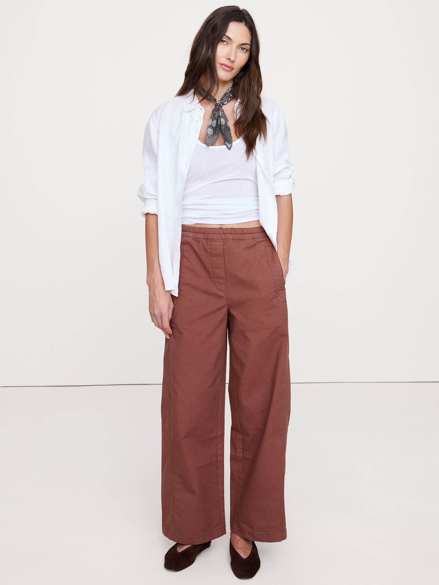 Mid-Rise Relaxed Painter Pull-On Pant - Spiced Cabernet