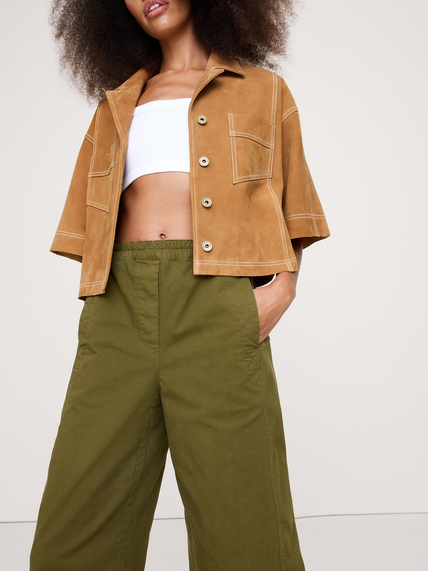 Image number 3 showing, Mid-Rise Relaxed Painter Pull-On Pant