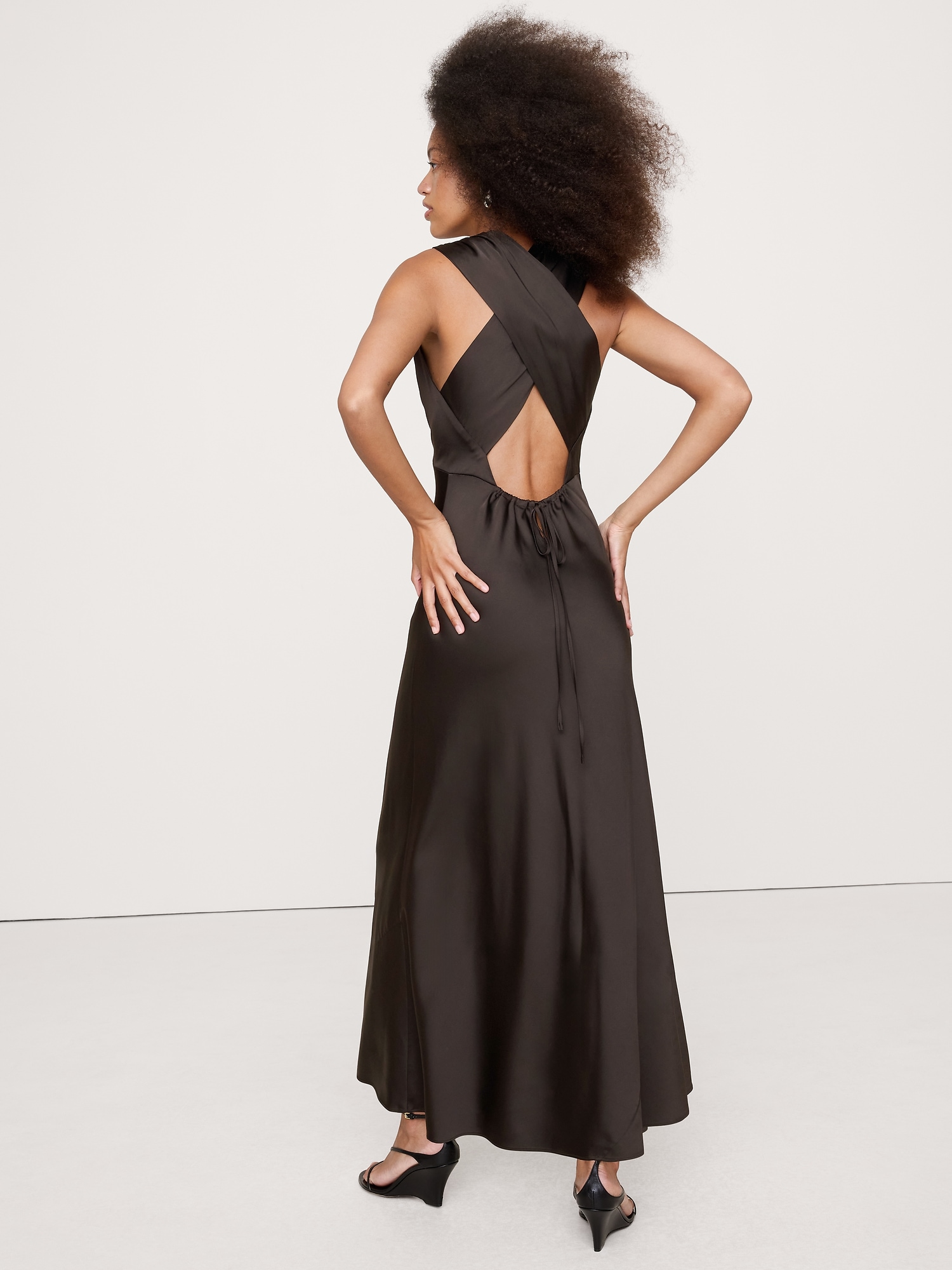 Image number 6 showing, Stretch-Satin Open-Back Maxi Dress