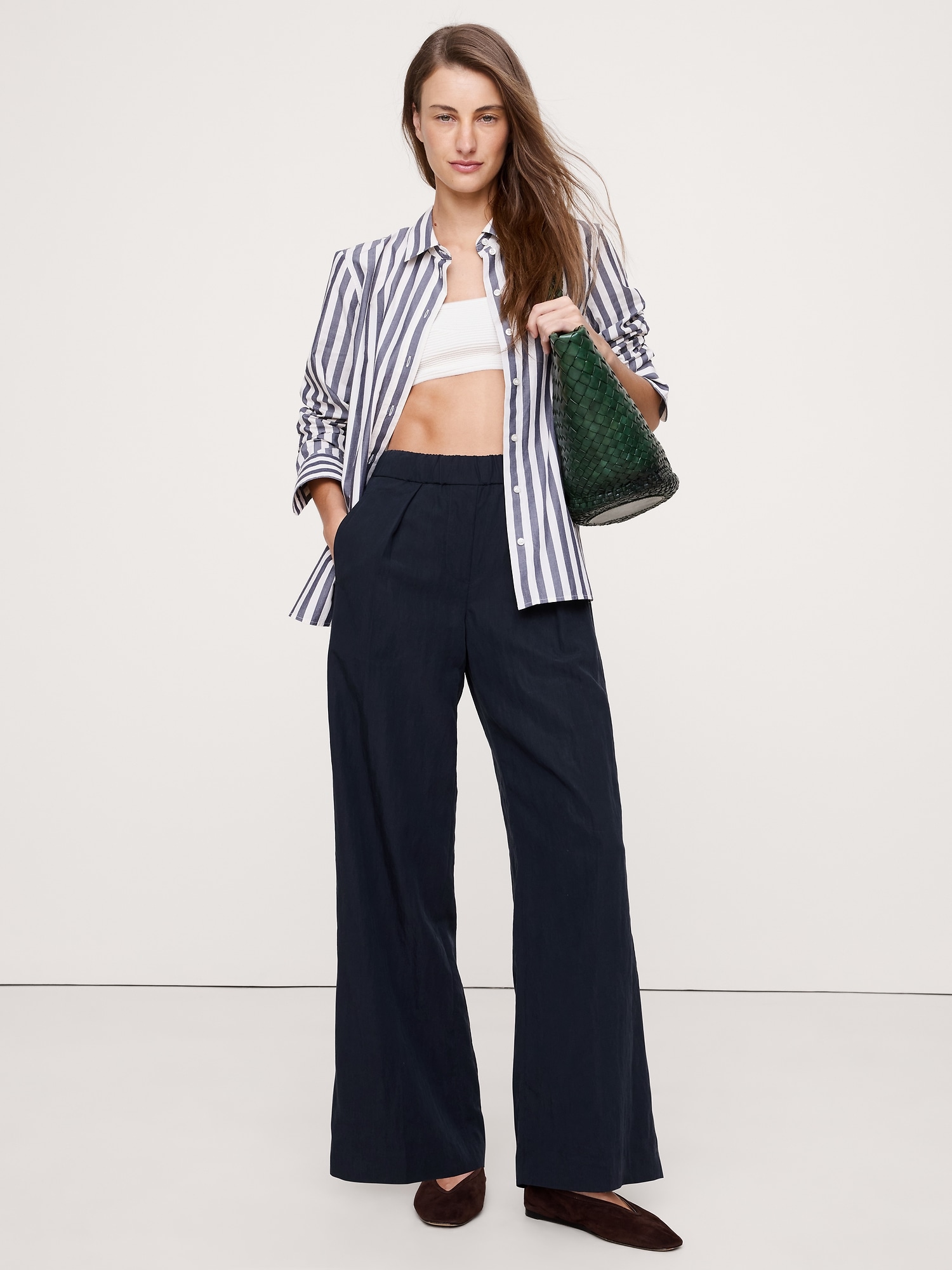 Image number 6 showing, MID-RISE WIDE-LEG PULL-ON PANT