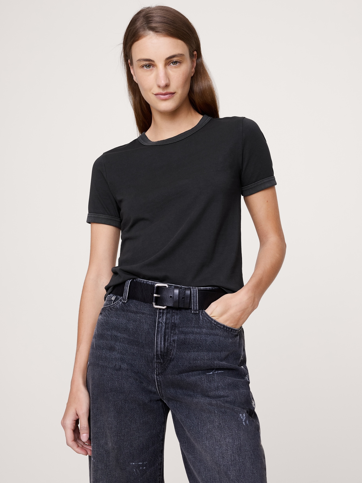 Slim-Fit Vintage Cotton Crew-Neck T-Shirt - Washed Black
