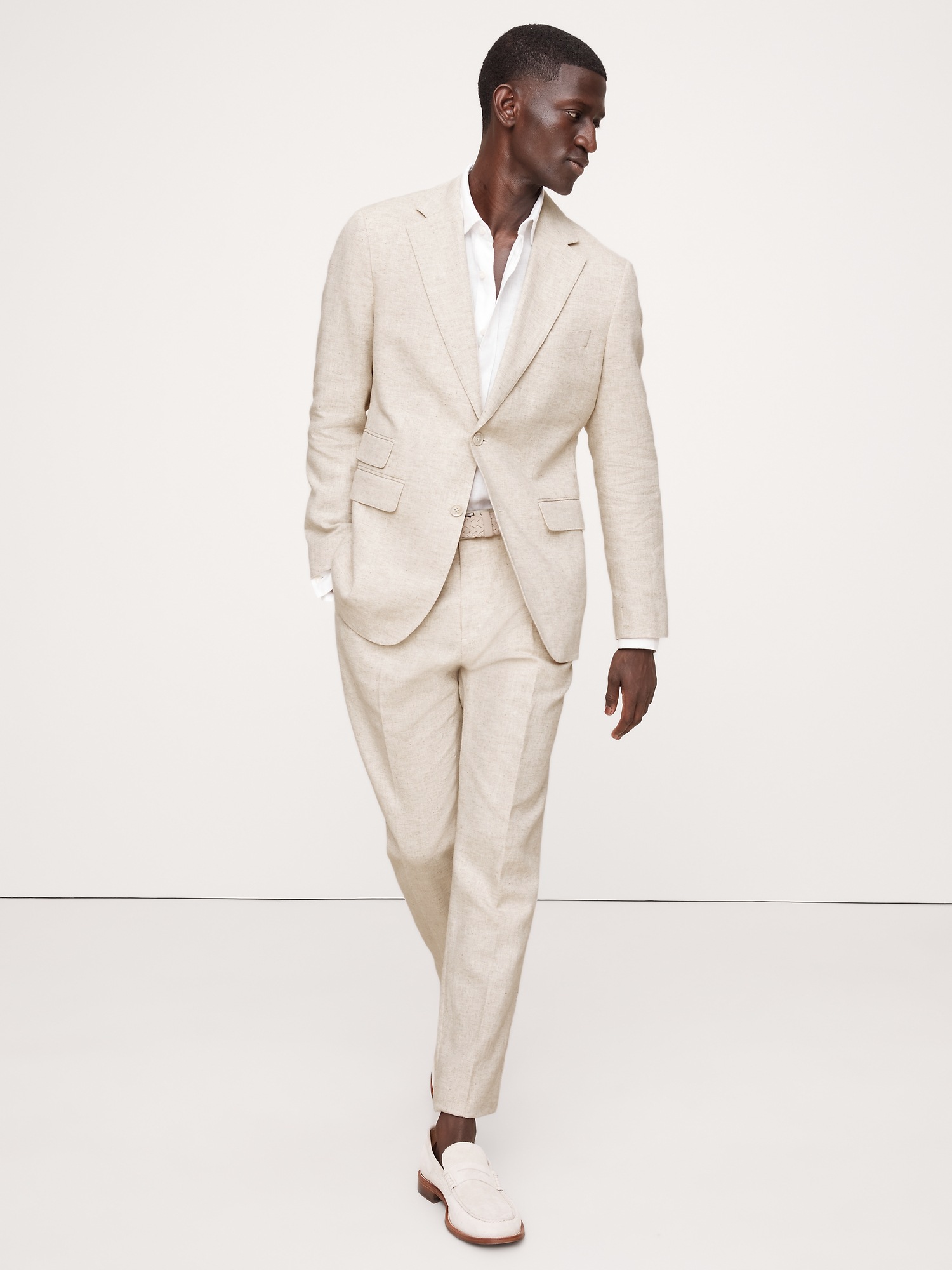 Мужской пиджак Banana Republic Herringbone Cotton-Linen Suit, цвет: Натуральный бежевый — фото 5