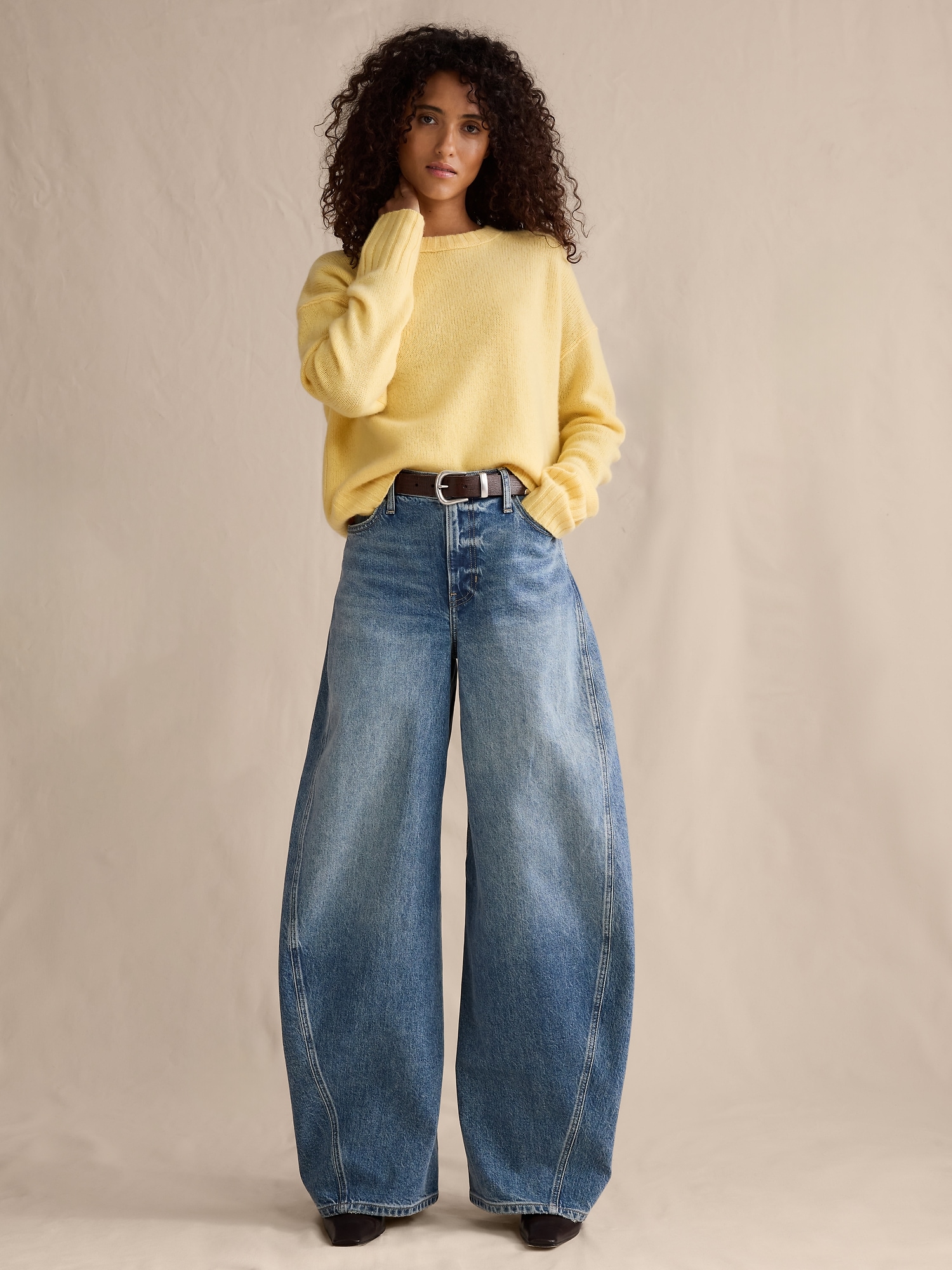 Image number 1 showing, High-Rise Loose Twisted Barrel Jean