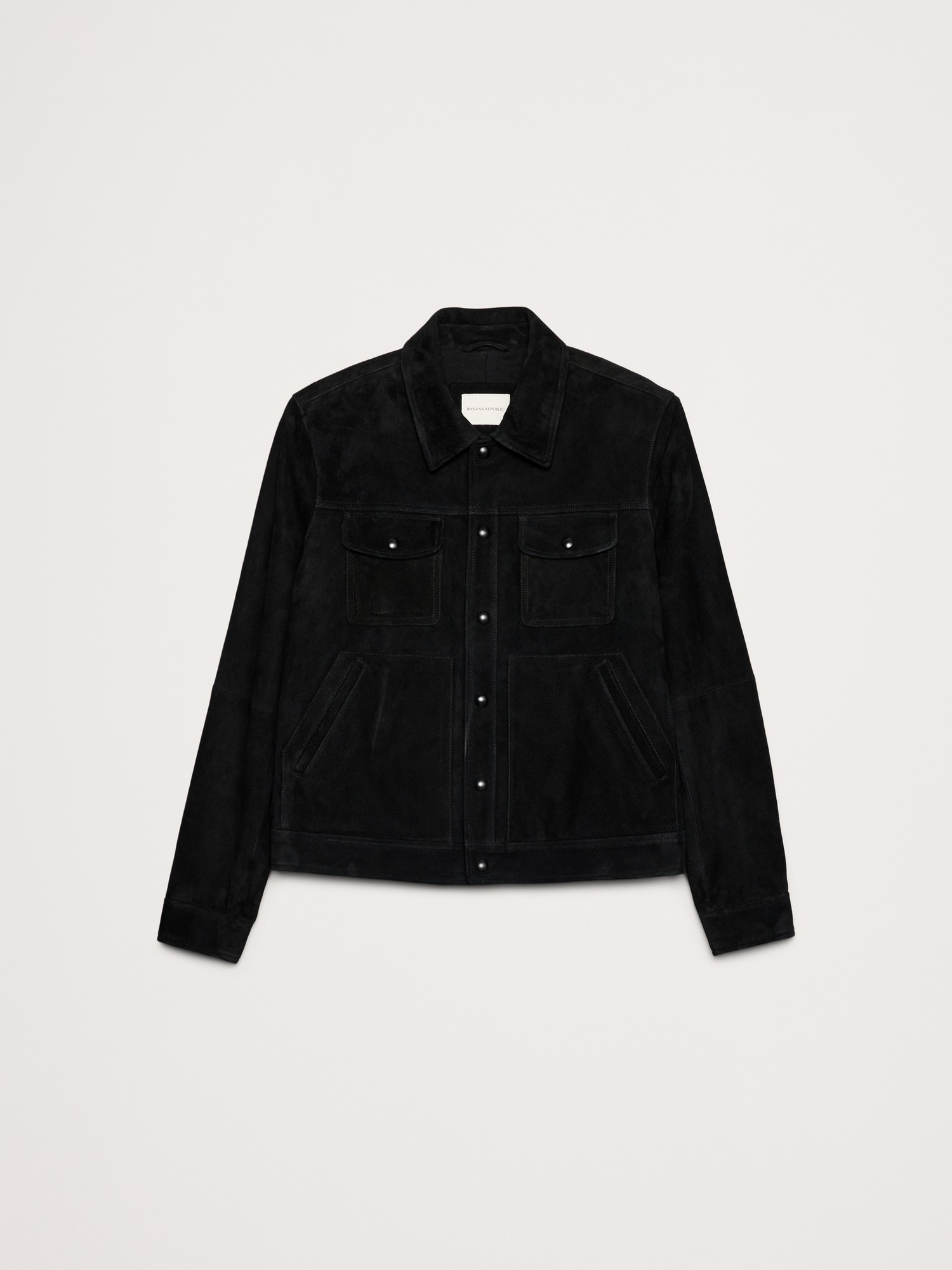 Мужская куртка Banana Republic Suede Trucker, цвет: Чёрный — фото 4