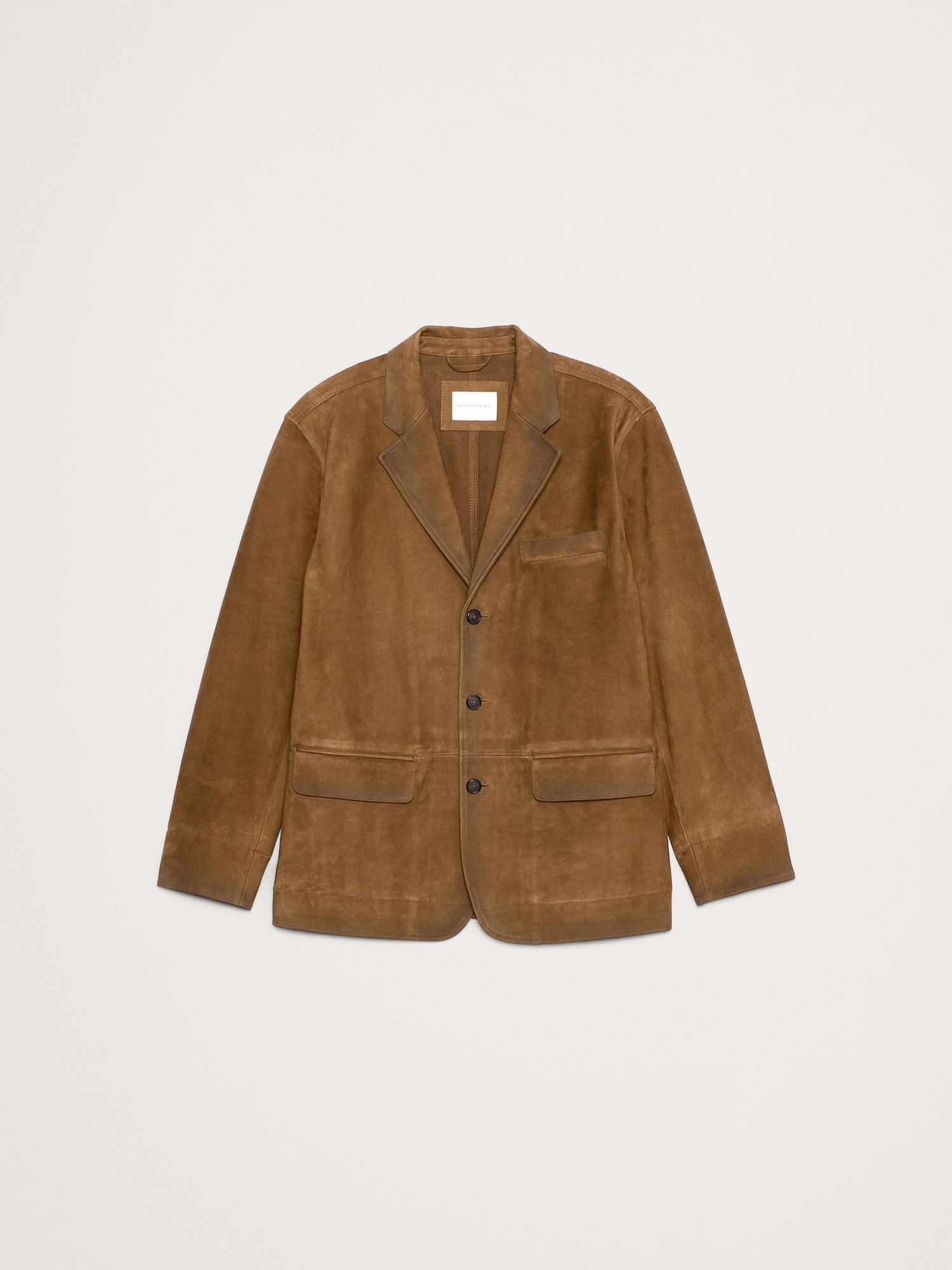 Мужской пиджак Banana Republic Relaxed Nubuck Leather Blazer, цвет: Ореховый коричневый — фото 4