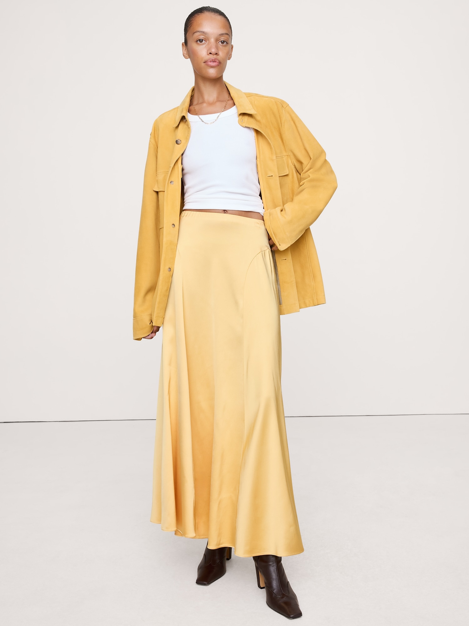 Stretch-Satin Maxi Skirt