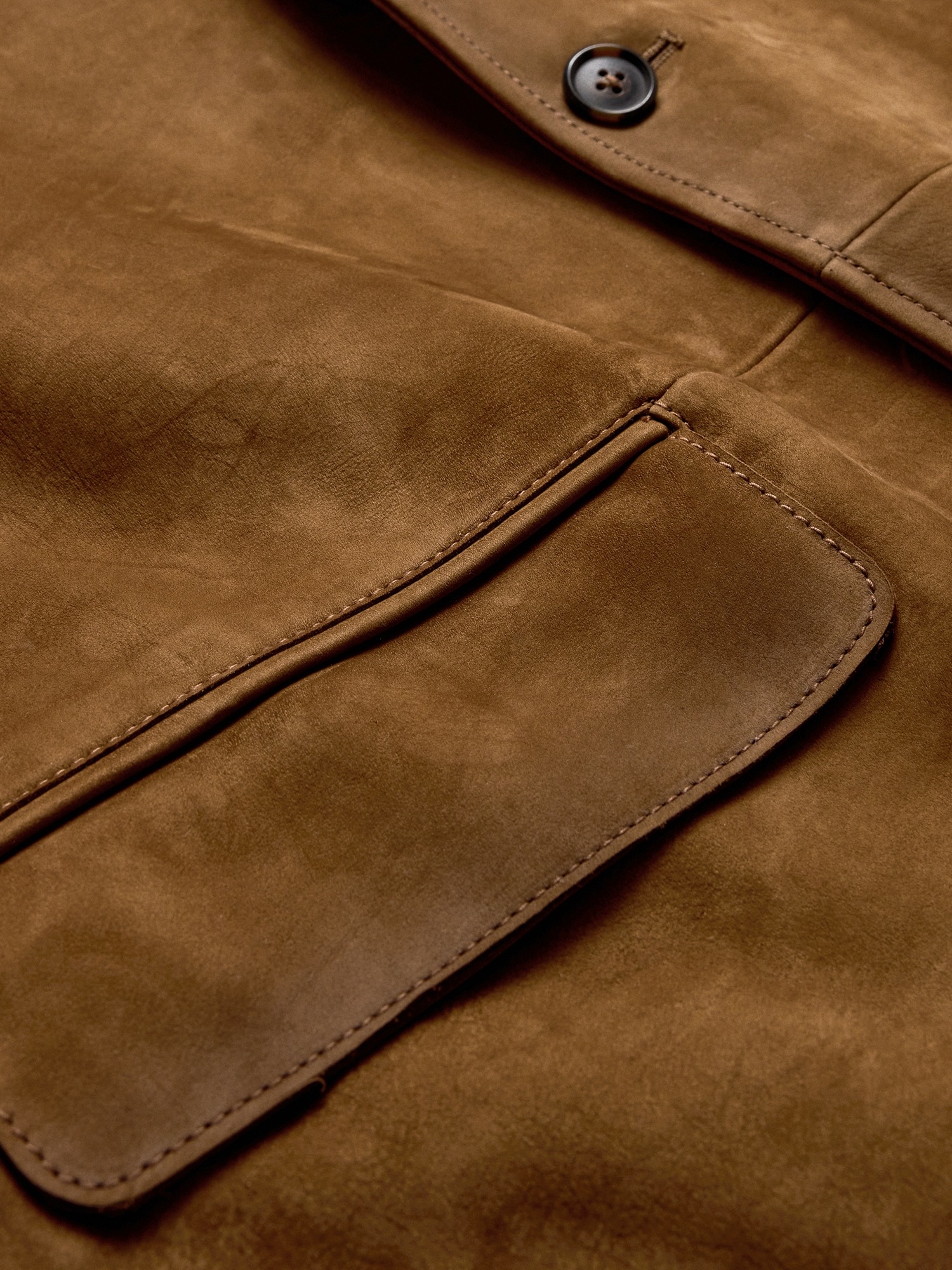 Мужской пиджак Banana Republic Relaxed Nubuck Leather Blazer, цвет: Ореховый коричневый — фото 5