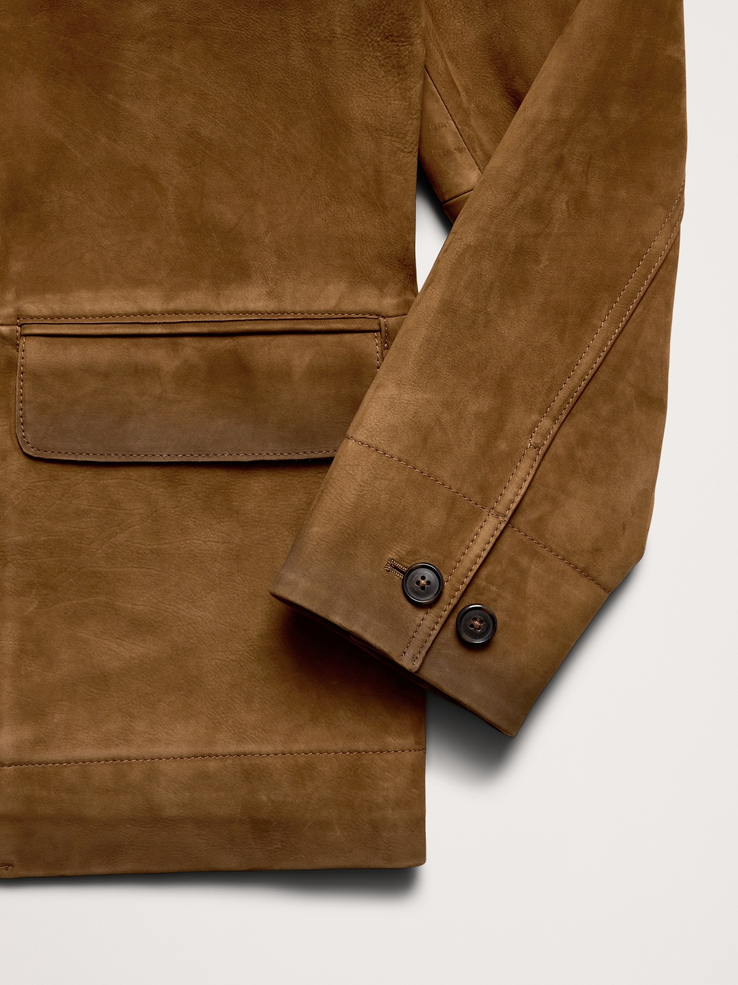 Мужской пиджак Banana Republic Relaxed Nubuck Leather Blazer, цвет: Ореховый коричневый — фото 6