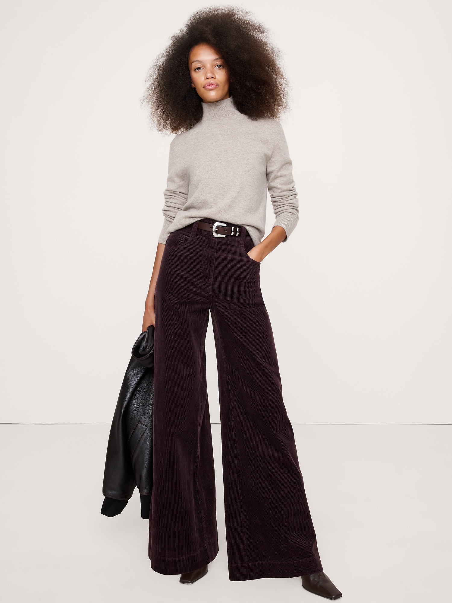 High-Rise Wide-Leg Corduroy Pull-On Pant - Sonoma Wine Red