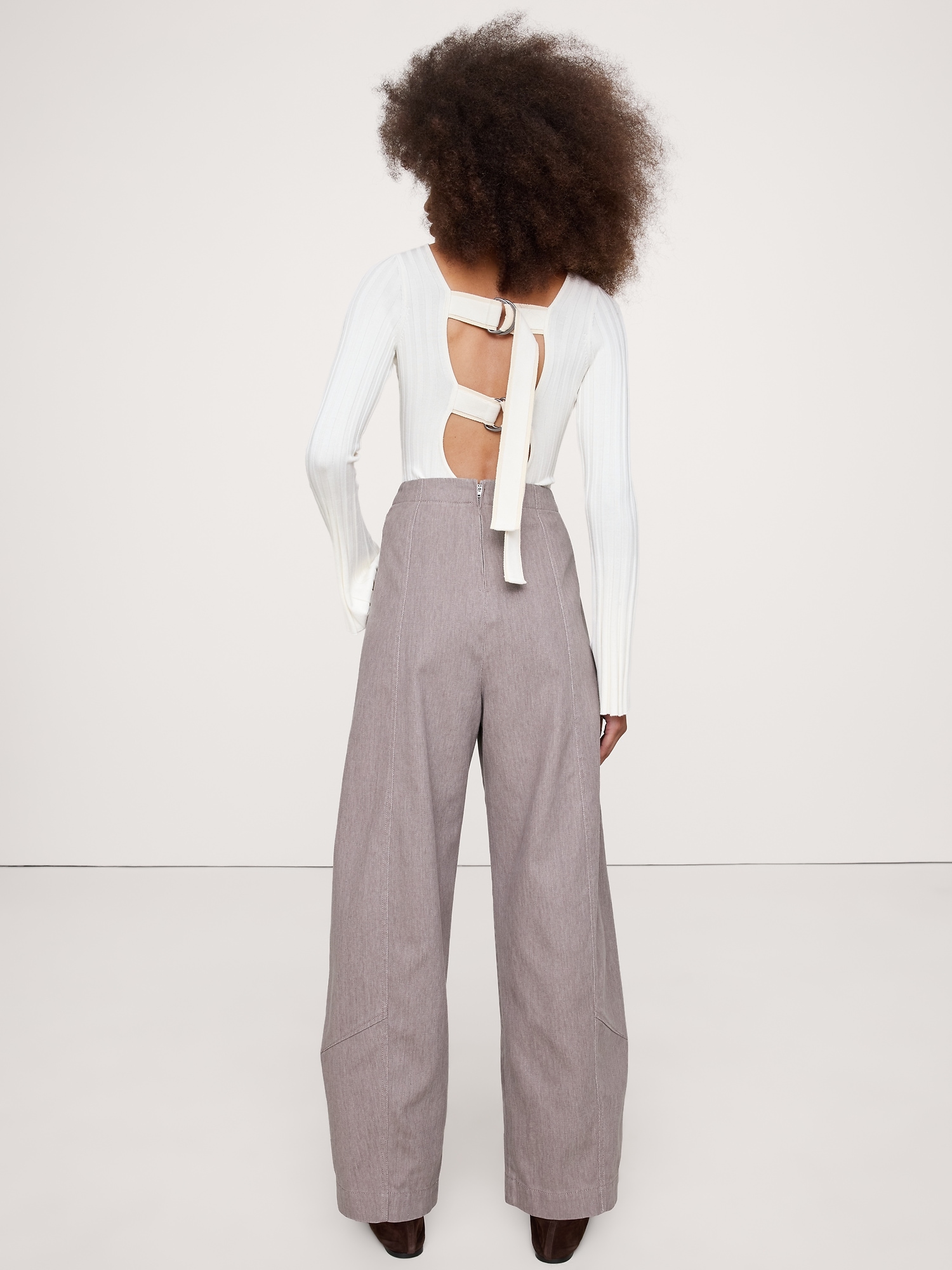 Image number 6 showing, HIGH-RISE UTILITY BARREL-LEG PANT