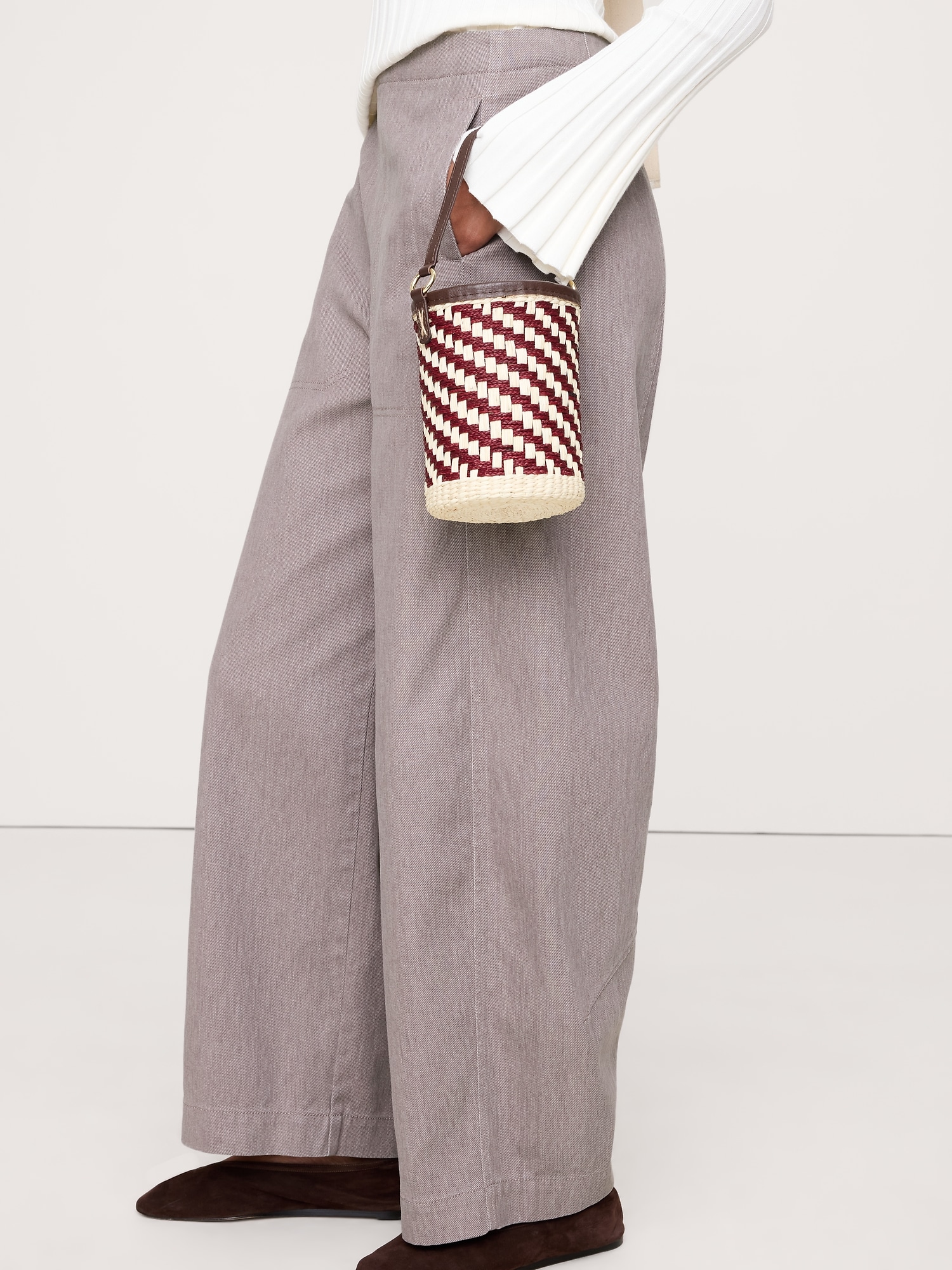 Image number 7 showing, HIGH-RISE UTILITY BARREL-LEG PANT