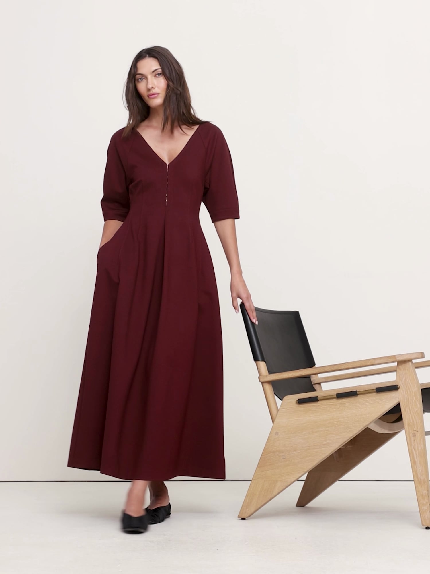 Ponte Puff-Sleeve Maxi Dress | Banana Republic