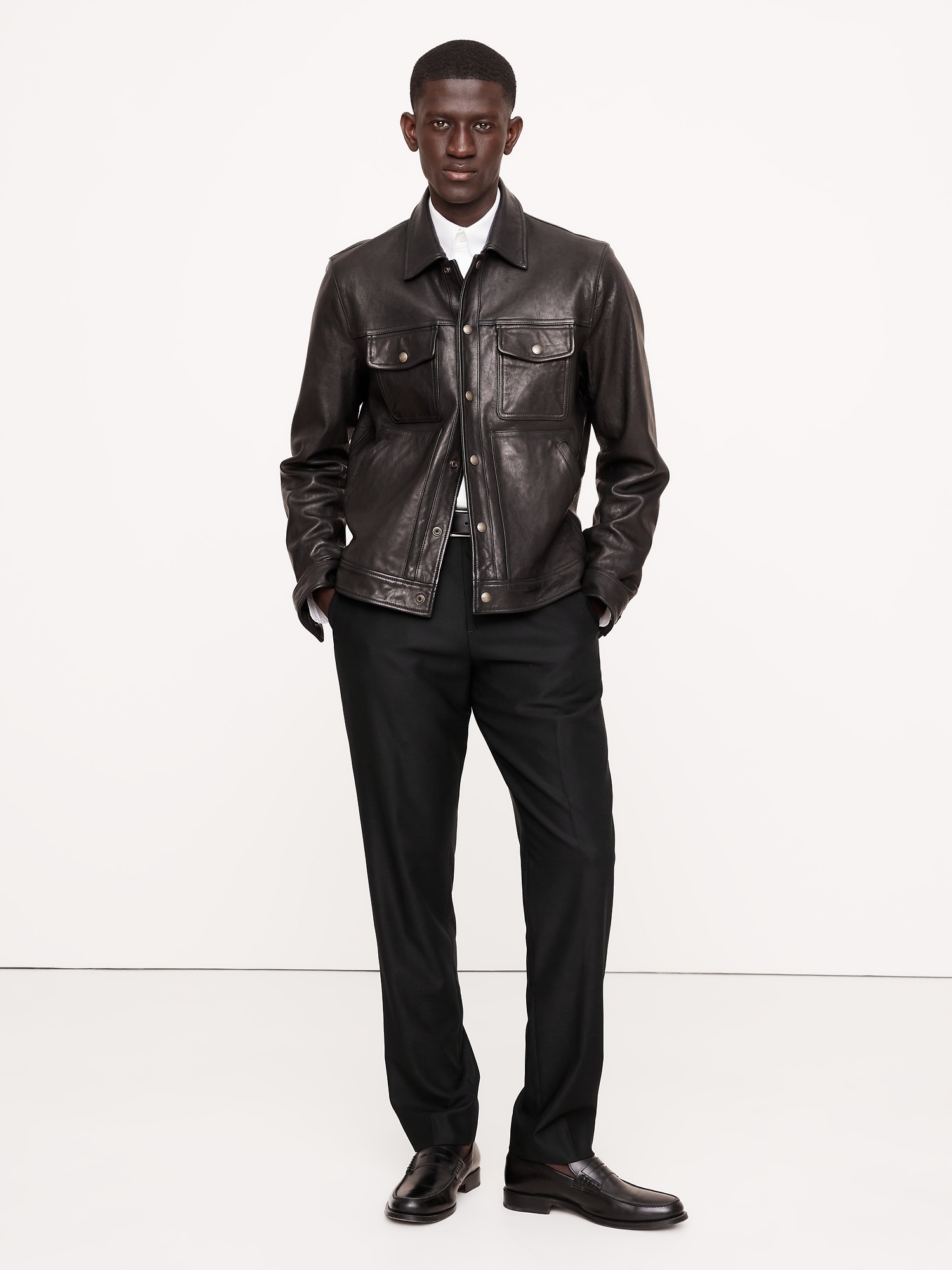 Мужские брюки Banana Republic Signature Italian Hopsack Suit Pant, цвет: Чёрный — фото 3