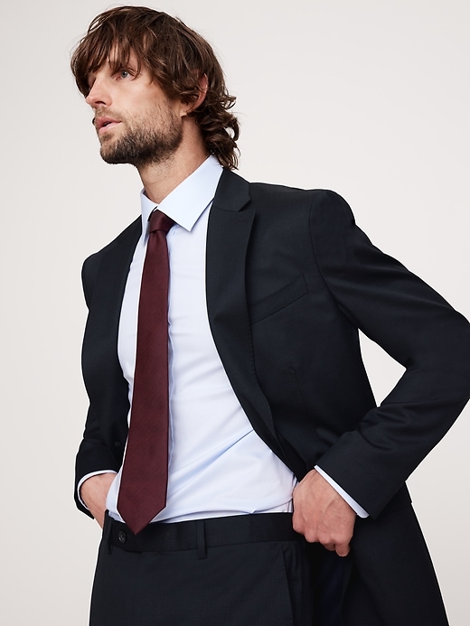 Herringbone Cotton-Linen Slim Suit Pant