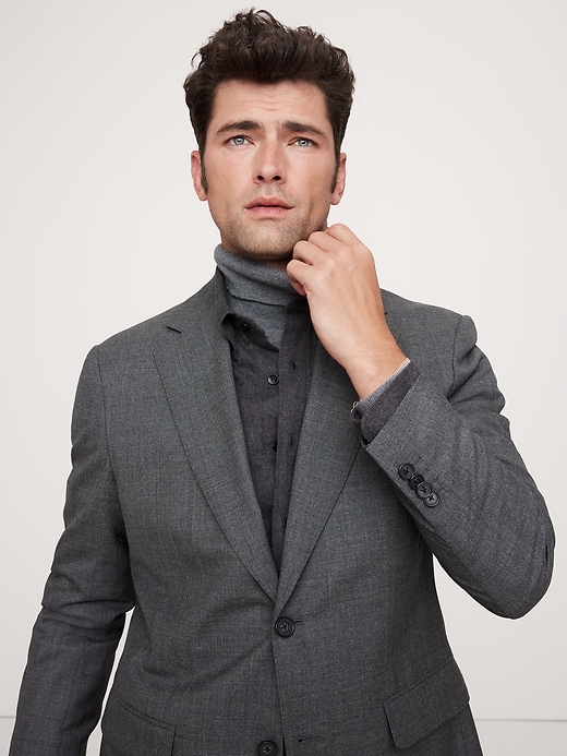 Herringbone Cotton-Linen Slim Suit Pant