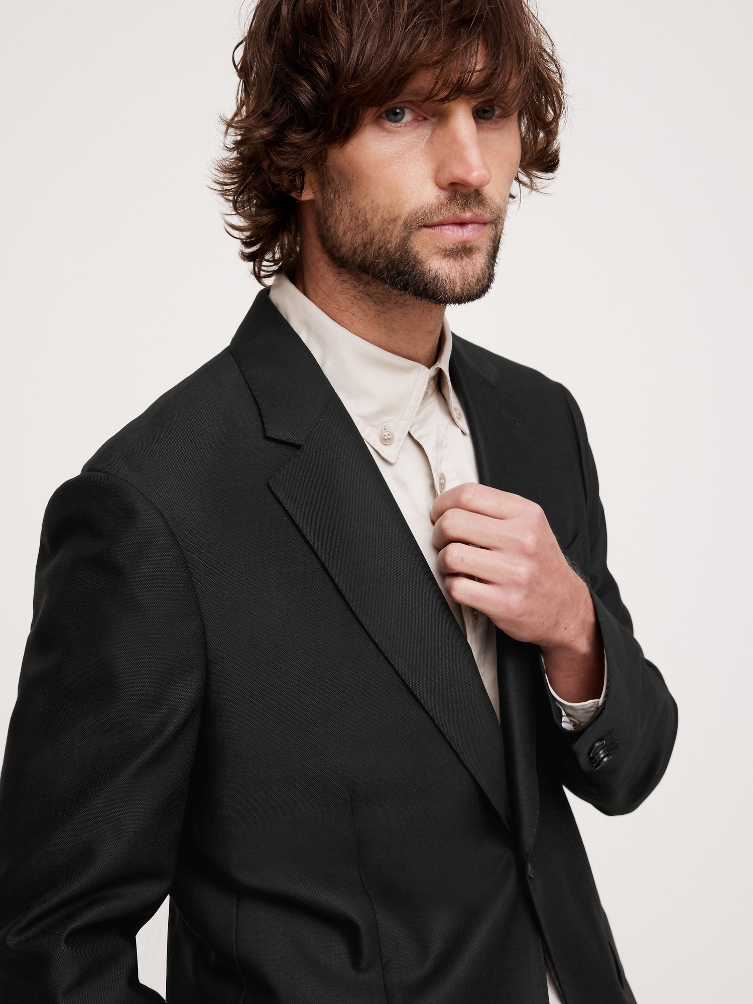 Signature Italian Hopsack Suit Jacket - Black