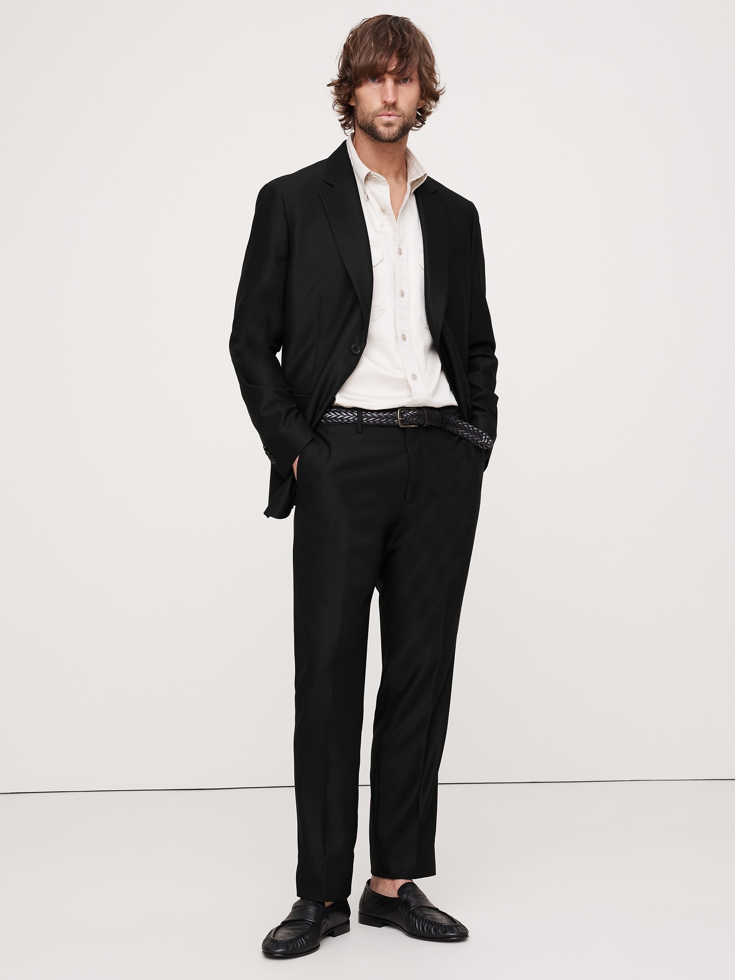 Signature Italian Hopsack Suit Pant - Black