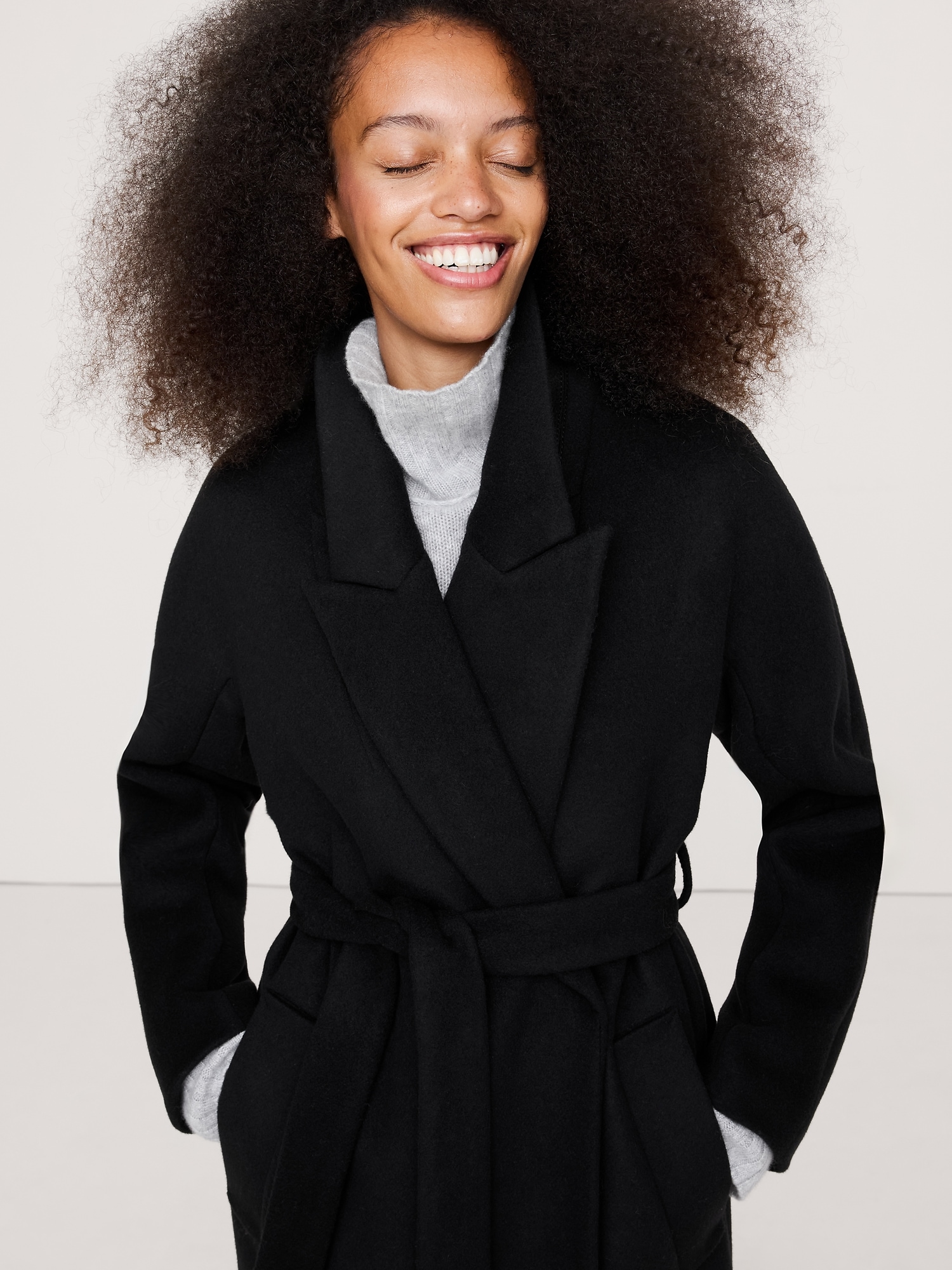 Image number 4 showing, Italian Wool-Cashmere Wrap Coat
