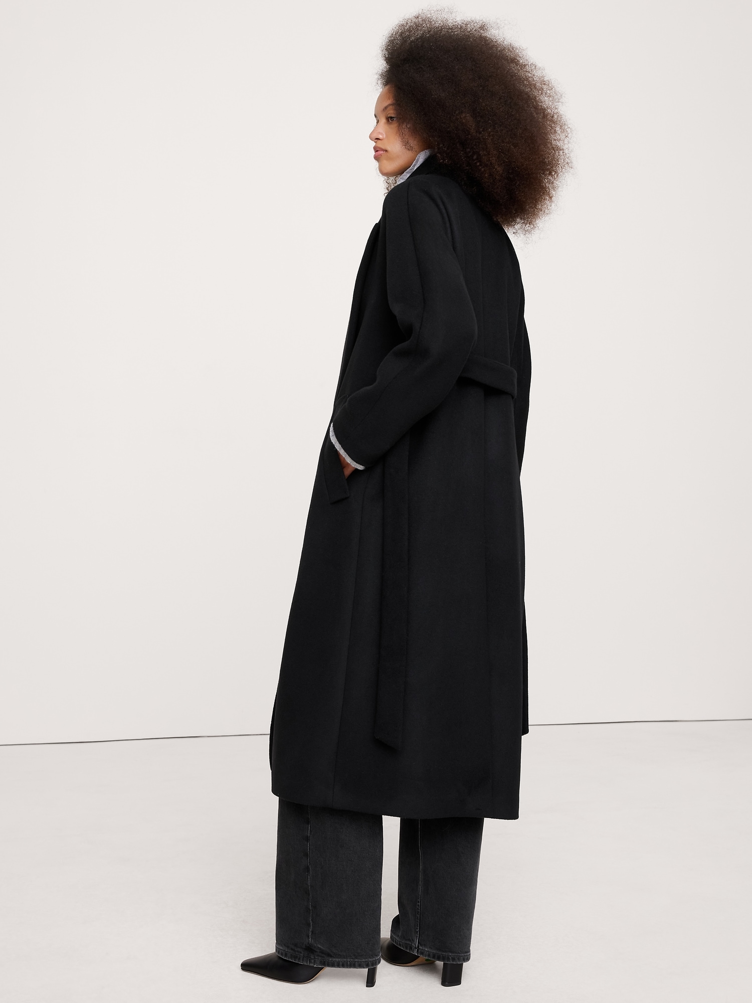 Image number 3 showing, Italian Wool-Cashmere Wrap Coat