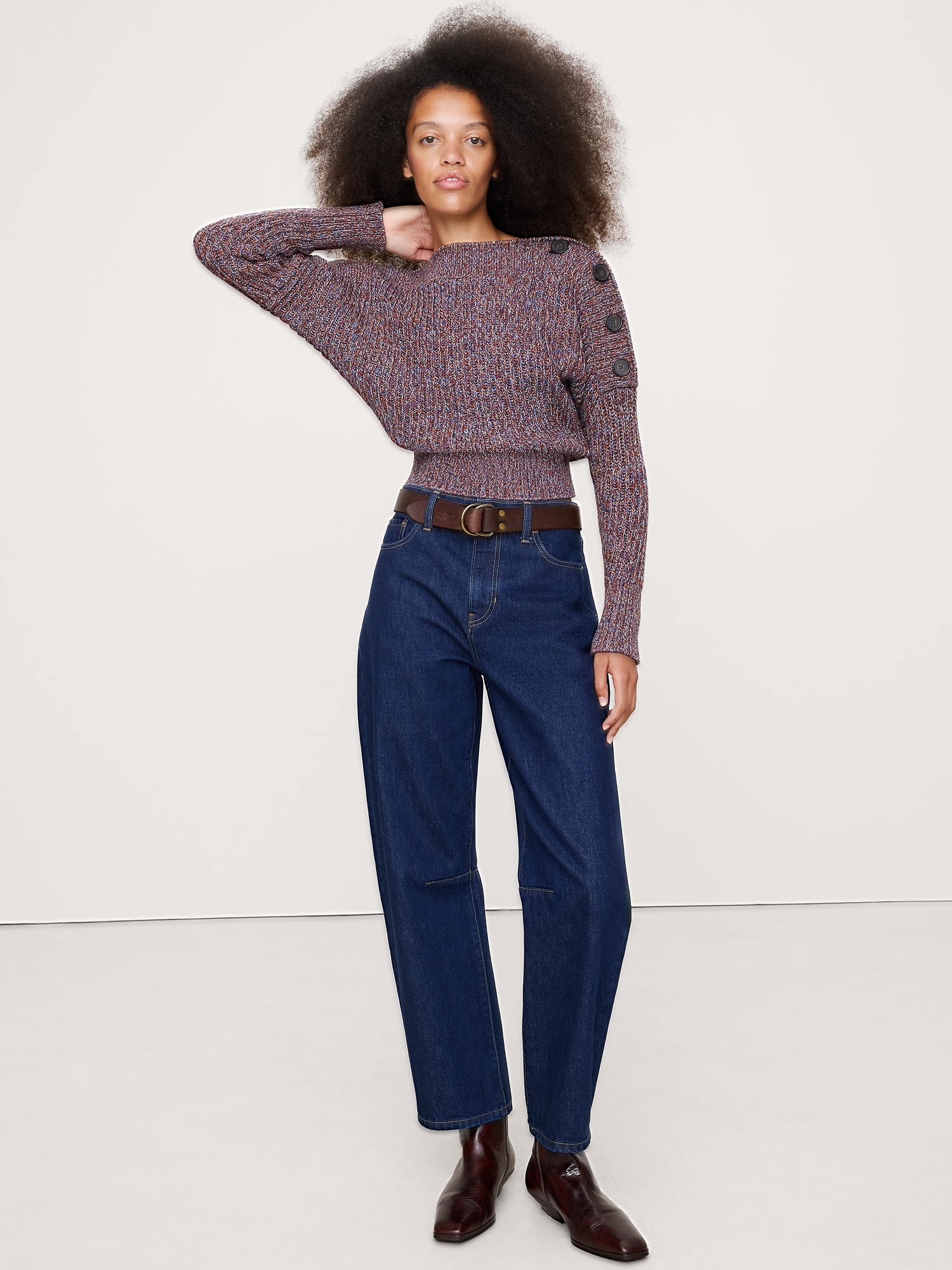 Image number 3 showing, Cotton Button-Shoulder Sweater