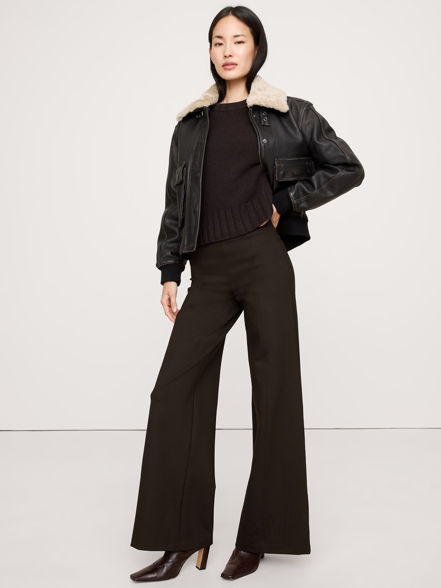 Image number 1 showing, High-Rise Wide-Leg Everywhere Ponte Pull-On Pant