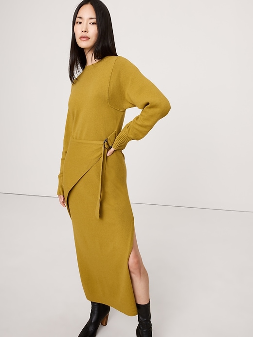 Merino-Cotton Wrap Sweater Dress