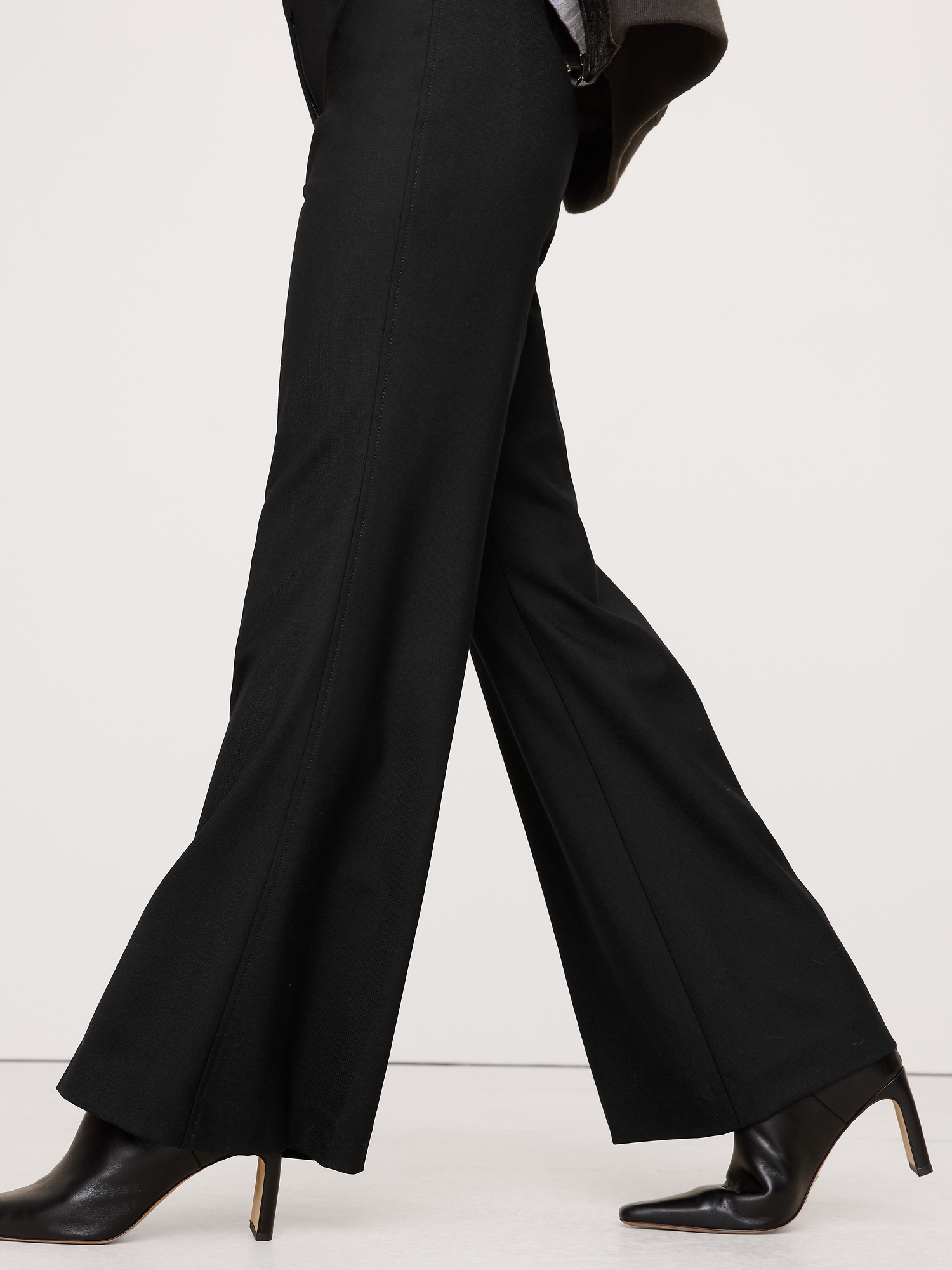 Image number 4 showing, Mid-Rise Flare Stretch Wool-Blend Pant