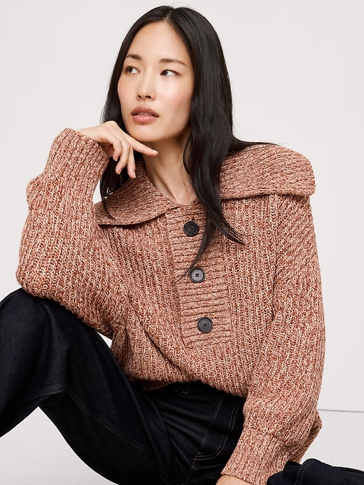 Cotton-Alpaca-Merino Henley Sweater