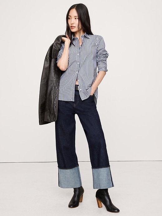 Cotton Poplin Belted Tunic Shirt