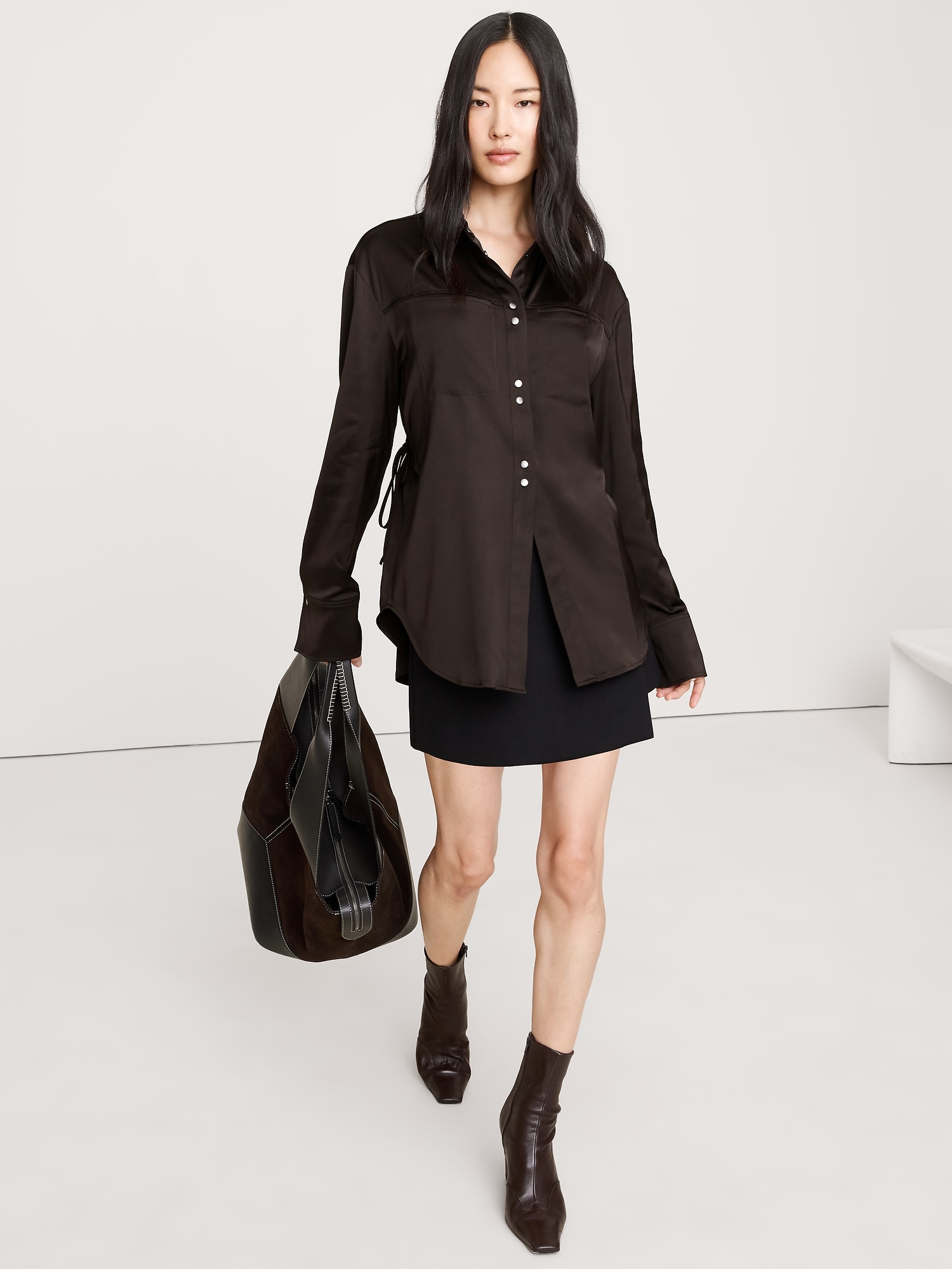 Oversized Stretch-Satin Shirt