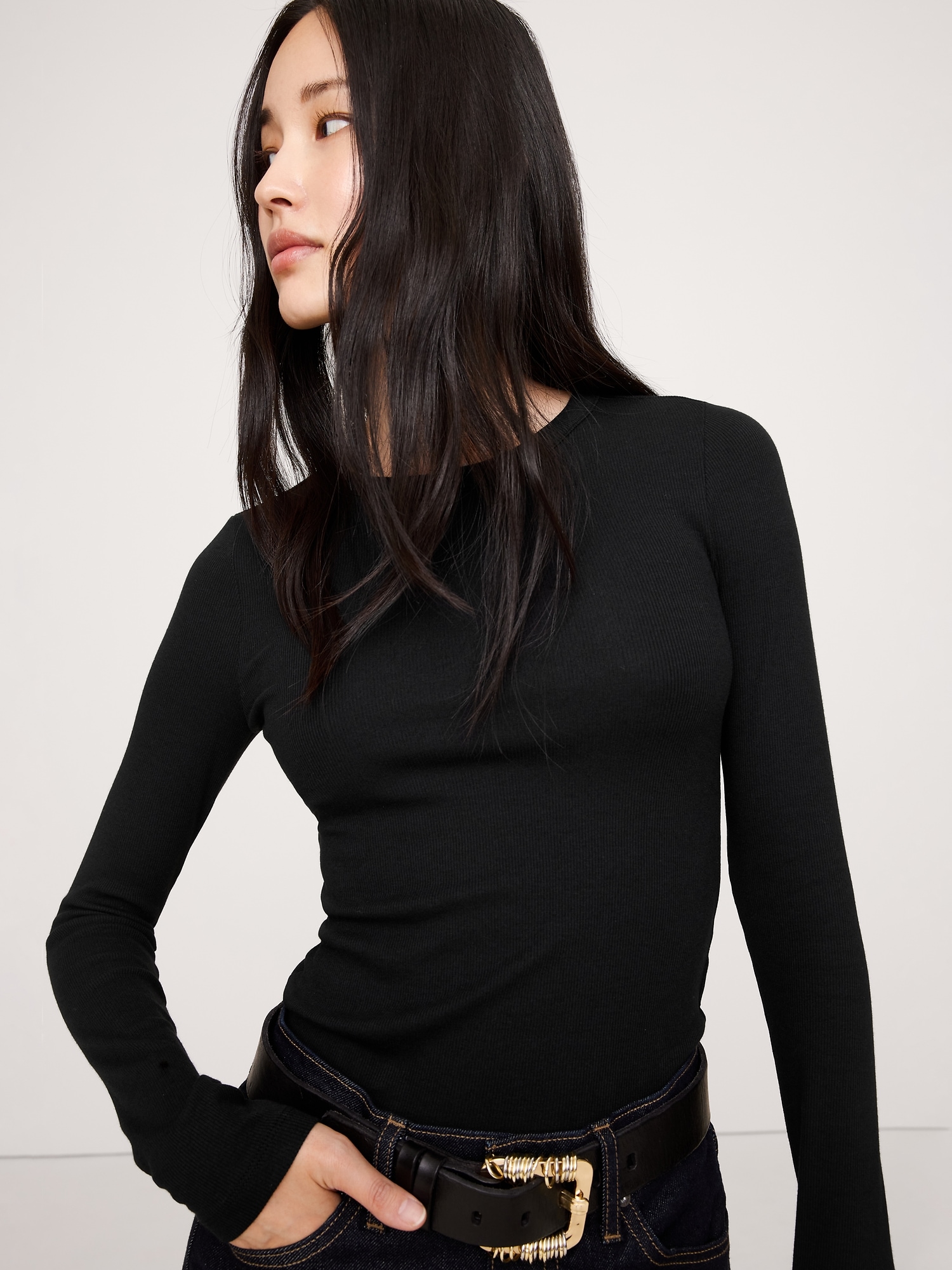 Image number 1 showing, Ribbed Crew-Neck T-Shirt