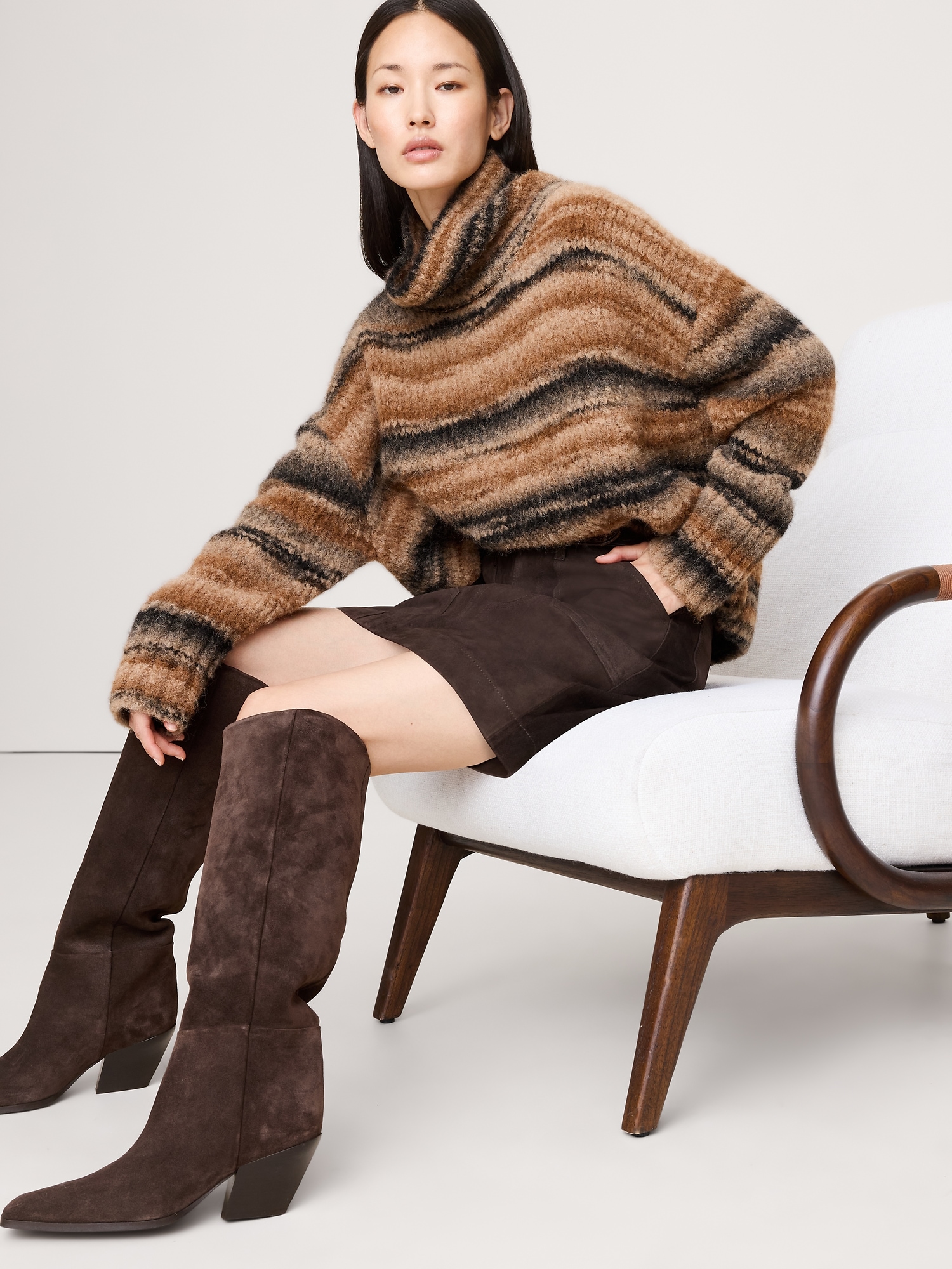 Italian Alpaca-Blend Funnel-Neck Sweater